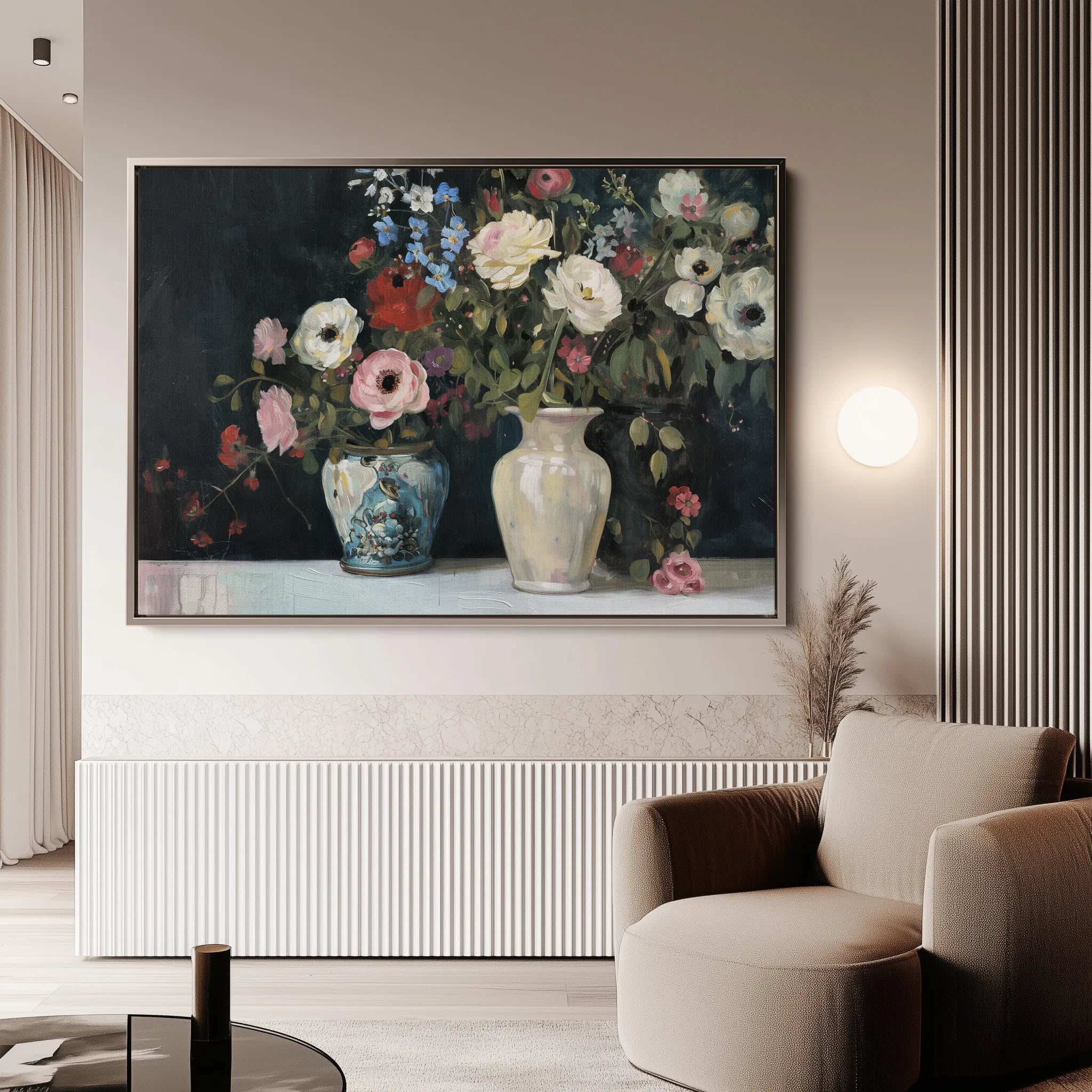 Floral 693 Canvas Art 18" x 24" / 45 x 60 cm / Black