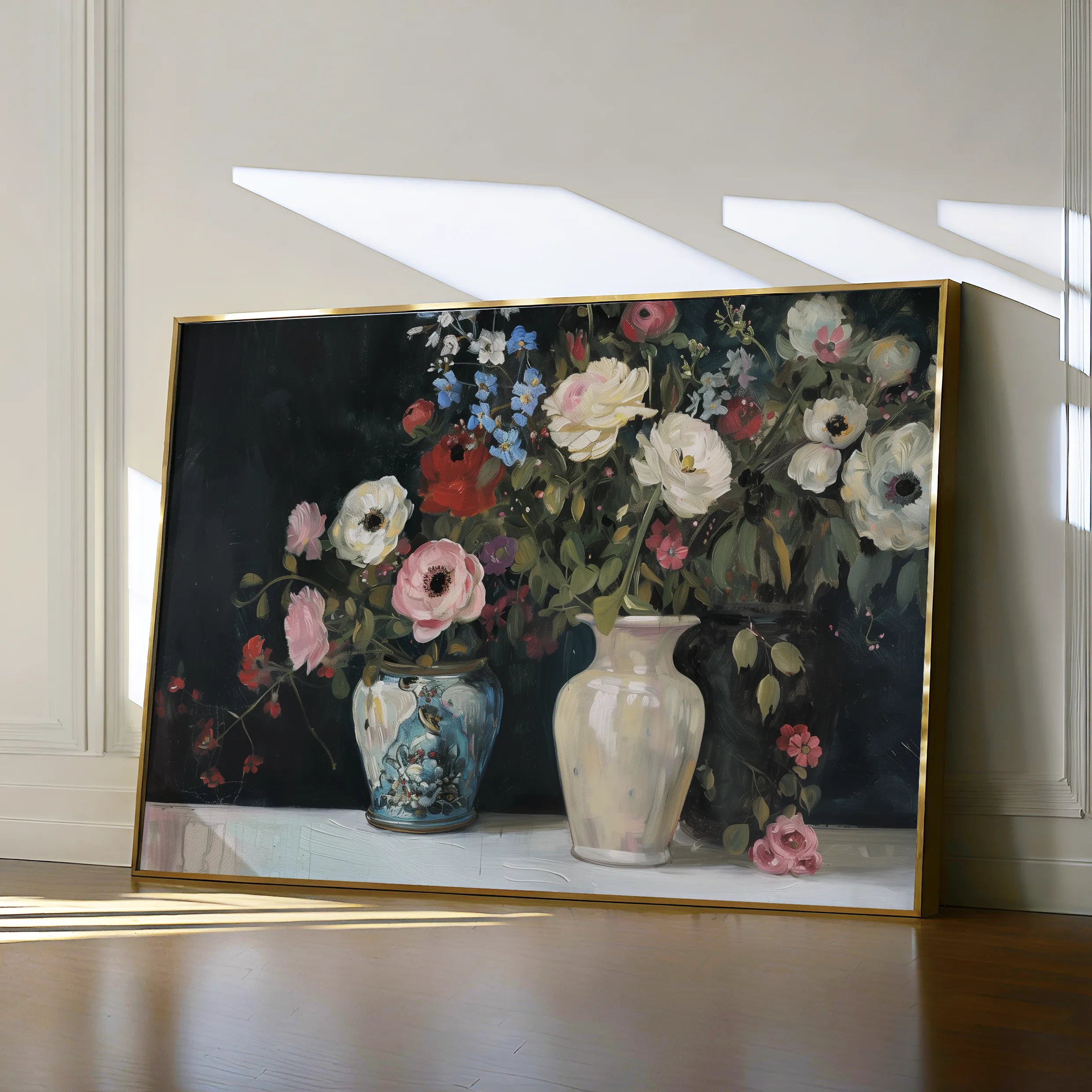 Floral 693 Canvas Art 18" x 24" / 45 x 60 cm / Black
