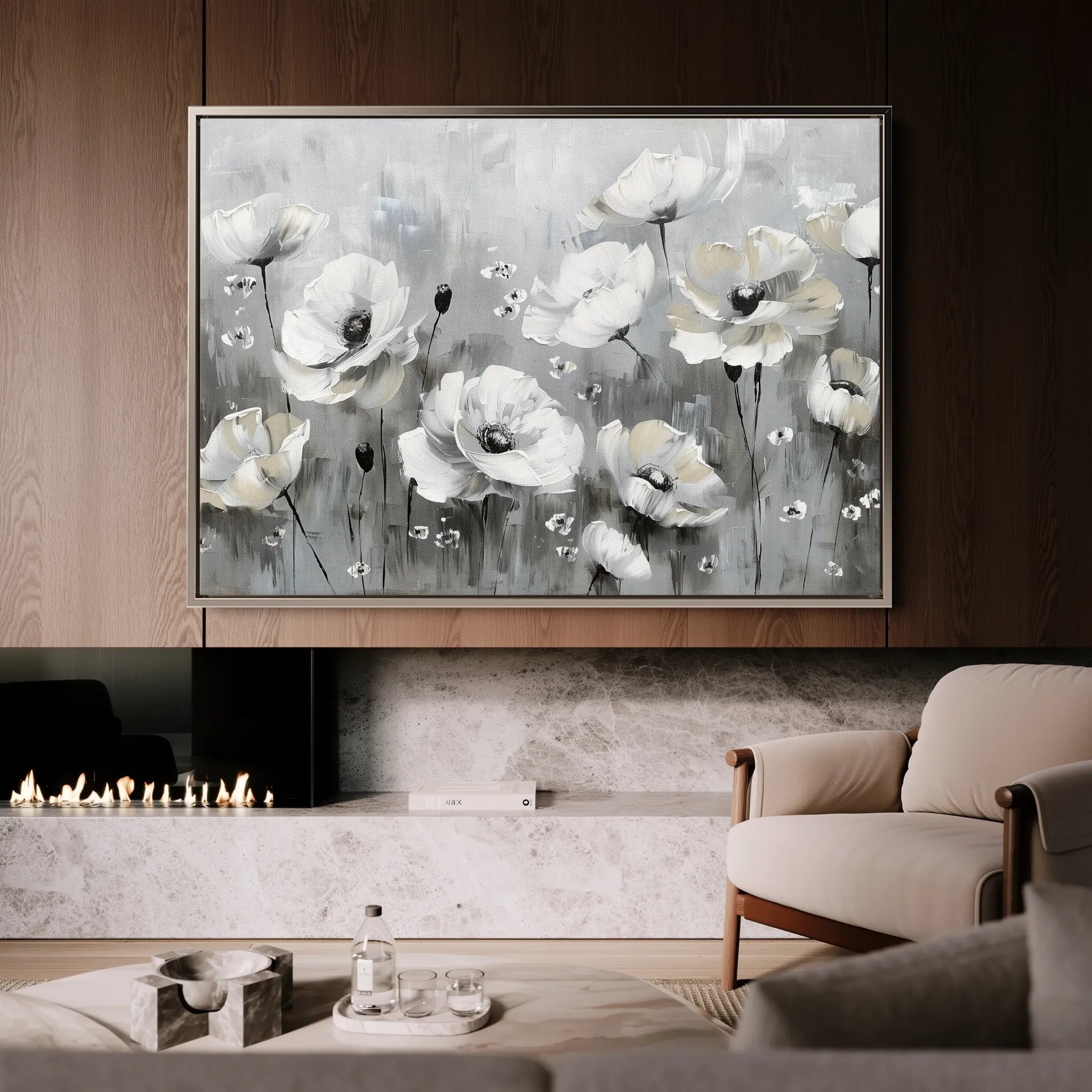 Floral 695 Canvas Art 18" x 24" / 45 x 60 cm / Black
