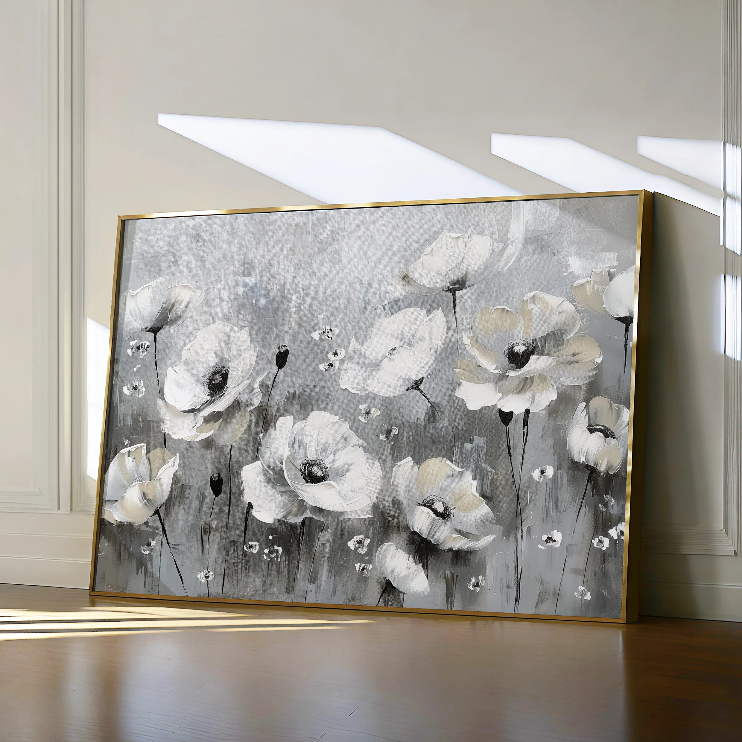 Floral 695 Canvas Art 18" x 24" / 45 x 60 cm / Black