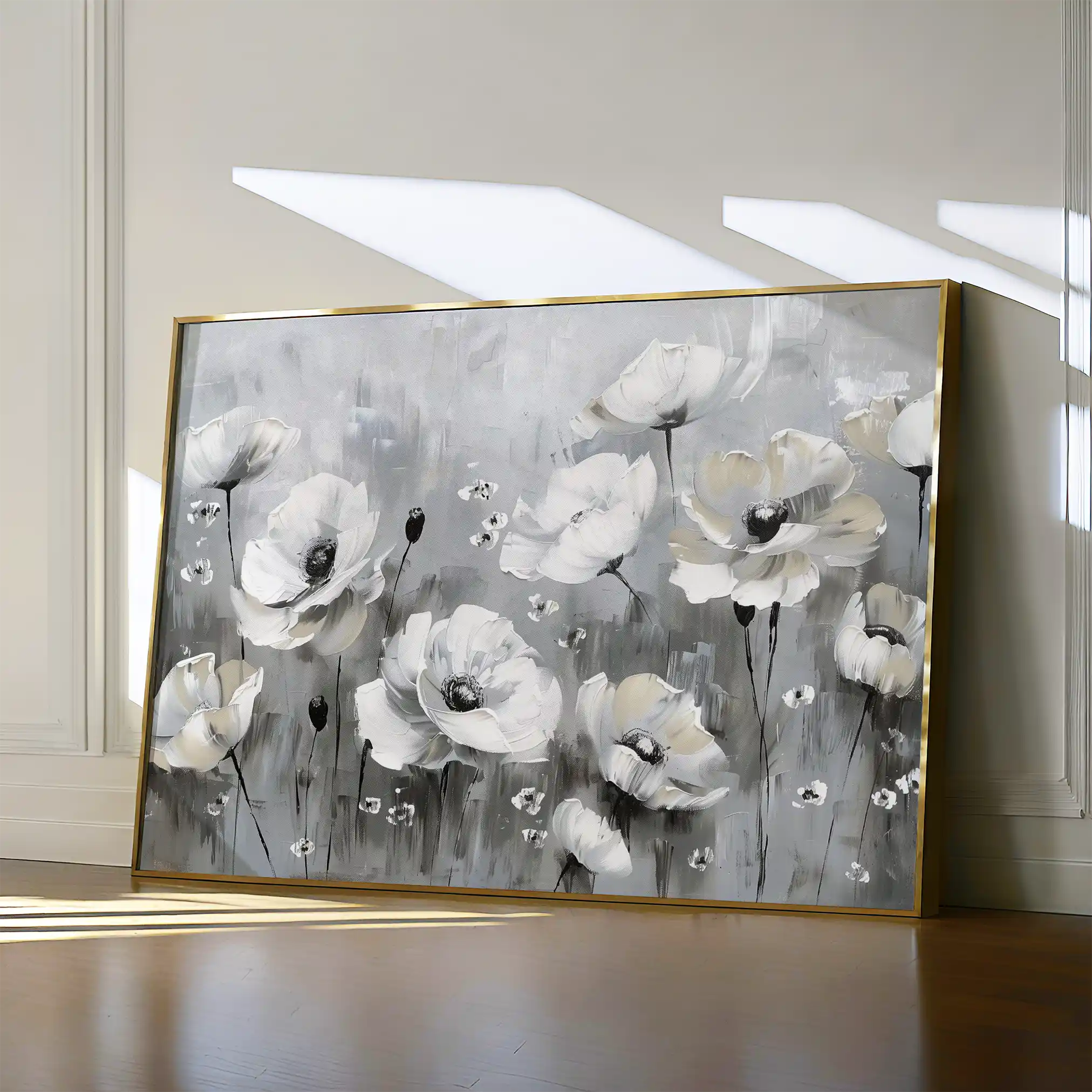 Floral 695 Canvas Art 60 x 40 cm / Black