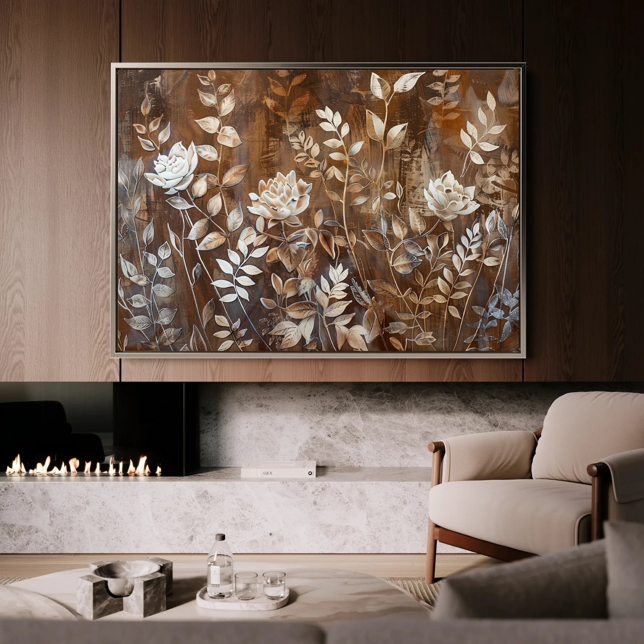 Floral 699 Canvas Art 18" x 24" / 45 x 60 cm / Black