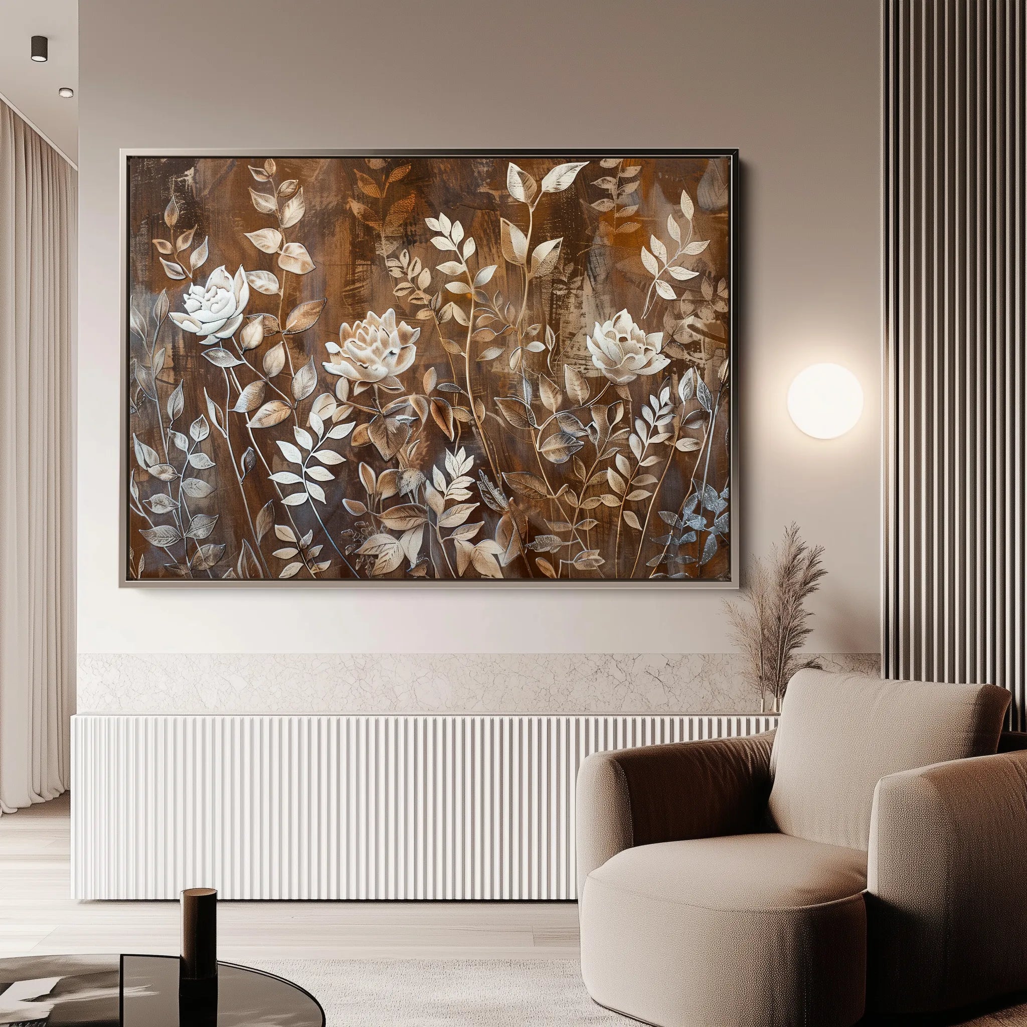 Floral 699 Canvas Art 18" x 24" / 45 x 60 cm / Black
