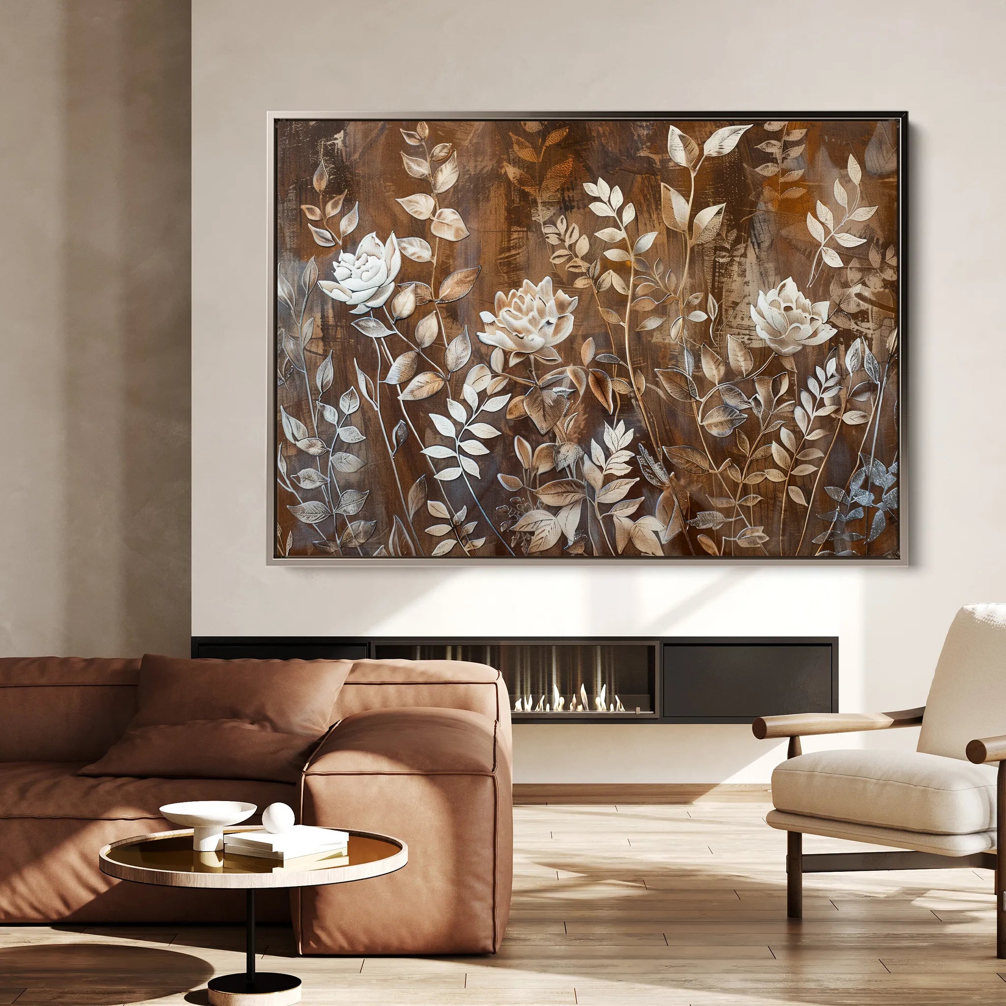 Floral 699 Canvas Art 18" x 24" / 45 x 60 cm / Black