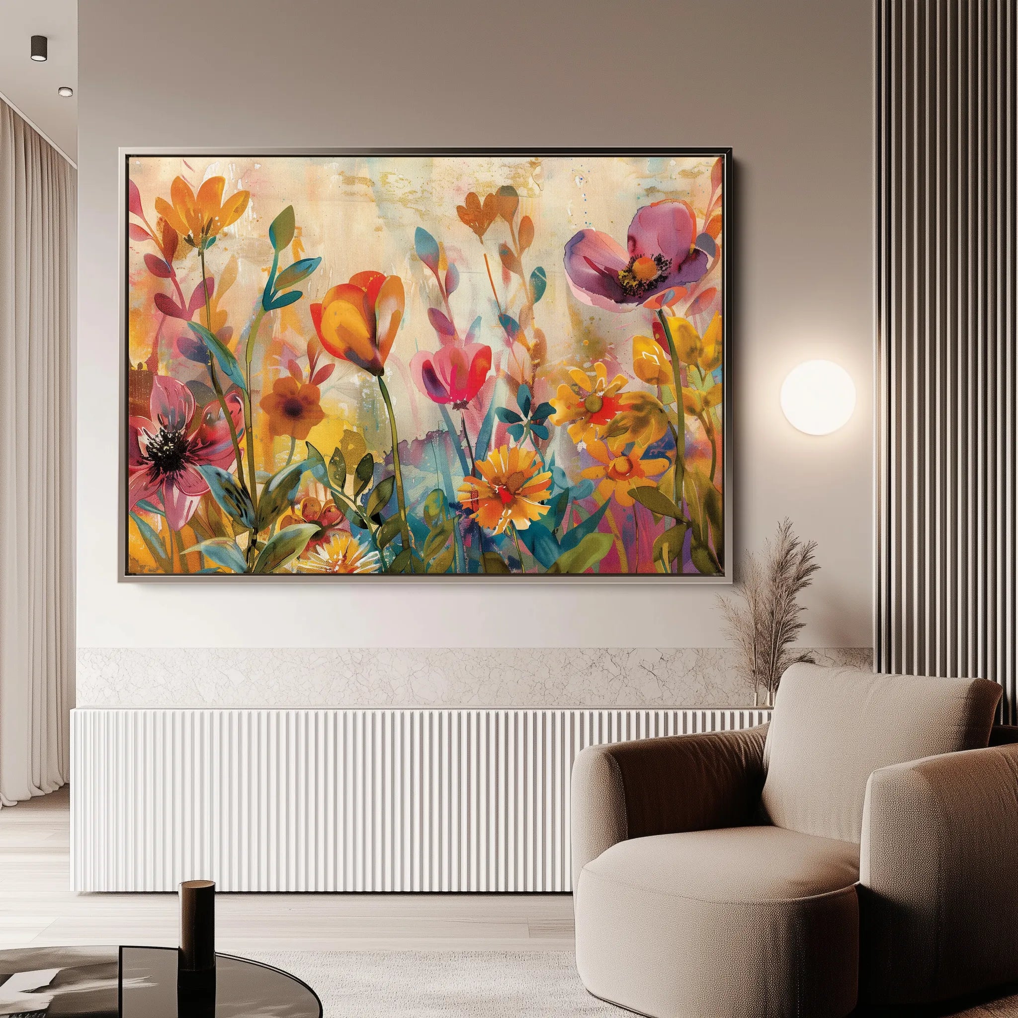 Floral 700 Canvas Art 18" x 24" / 45 x 60 cm / Black