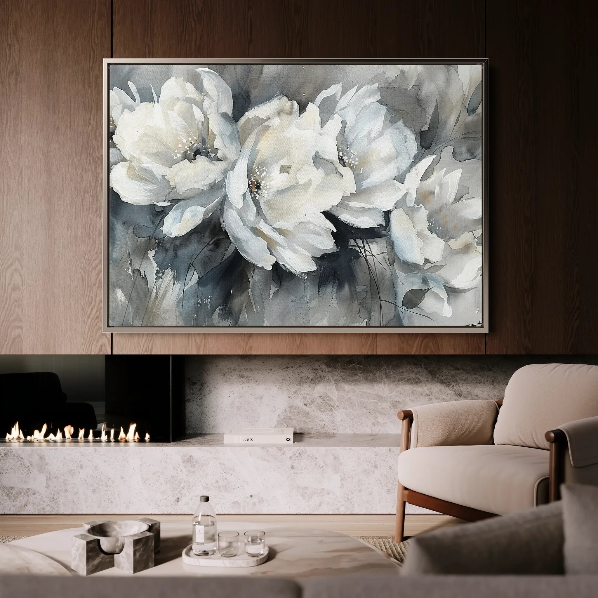 Floral 702 Canvas Art 18" x 24" / 45 x 60 cm / Black