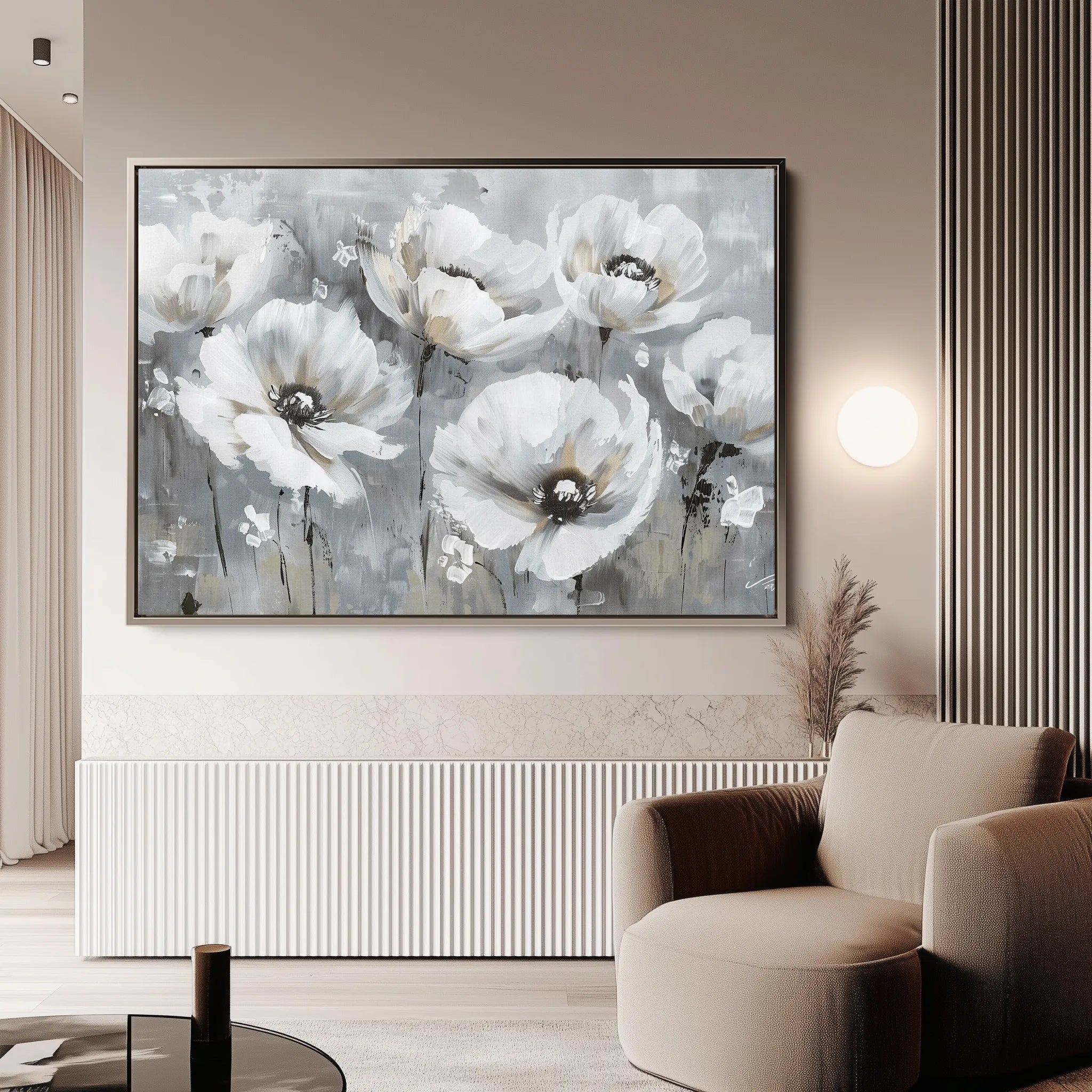 Floral 707 Canvas Art 18" x 24" / 45 x 60 cm / Black