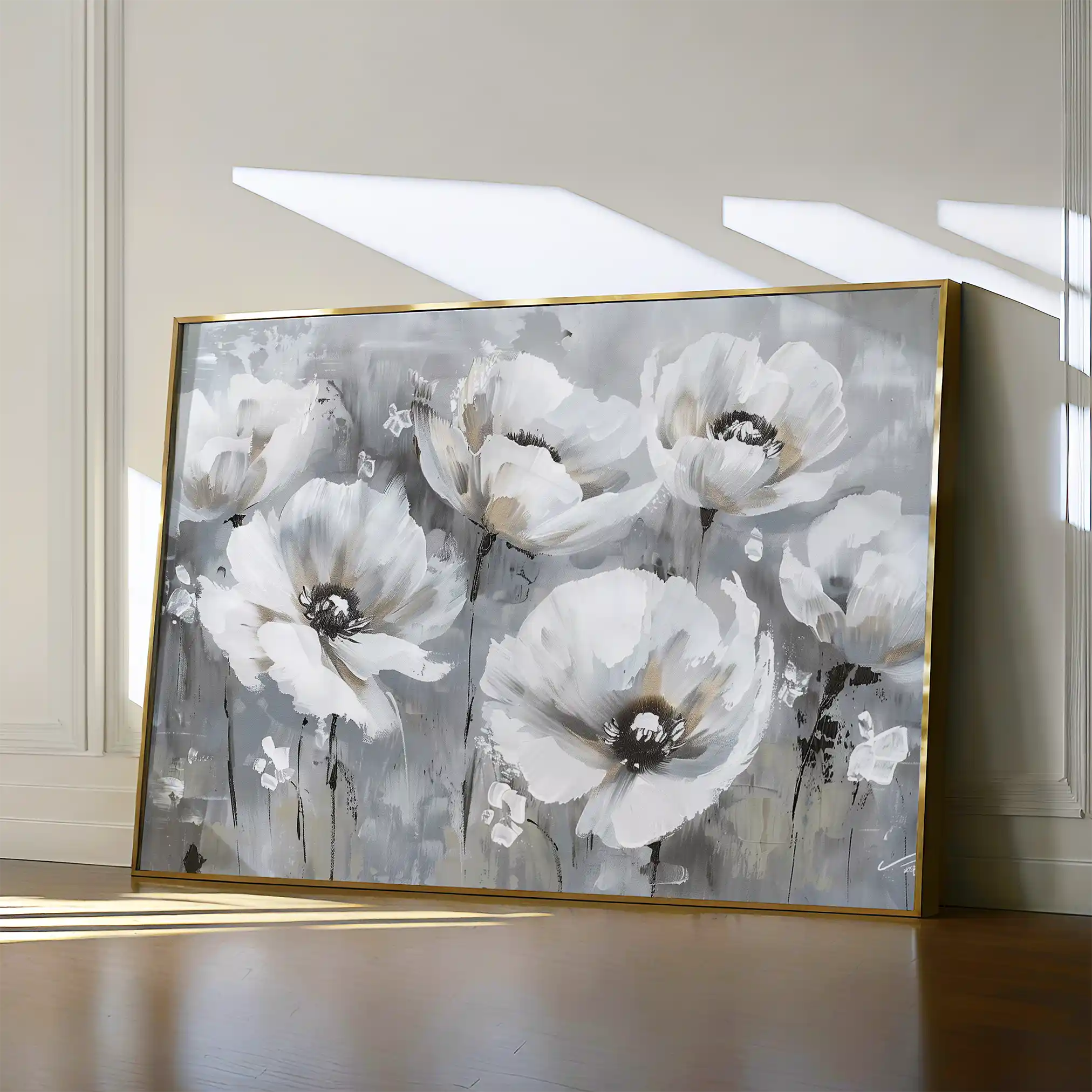 Floral 707 Canvas Art 18" x 24" / 45 x 60 cm / Black