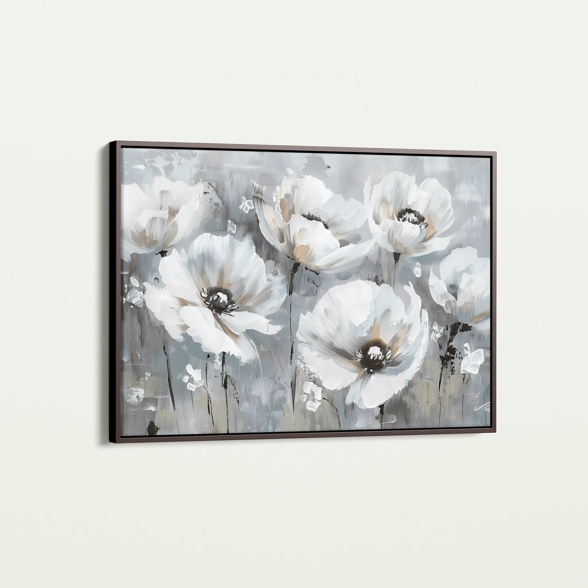 Floral 707 Canvas Art 18" x 24" / 45 x 60 cm / Black