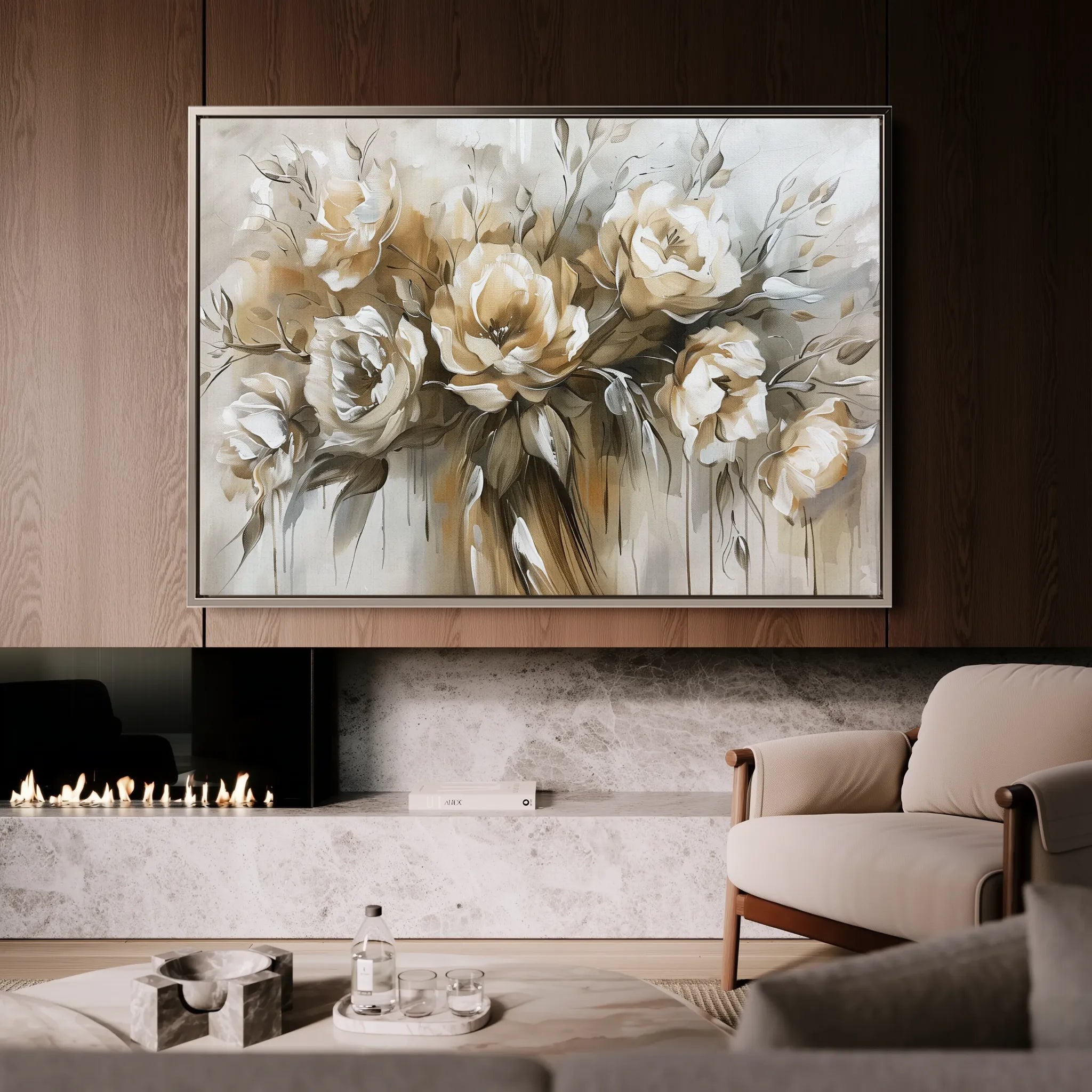 Floral 711 Canvas Art 18" x 24" / 45 x 60 cm / Black