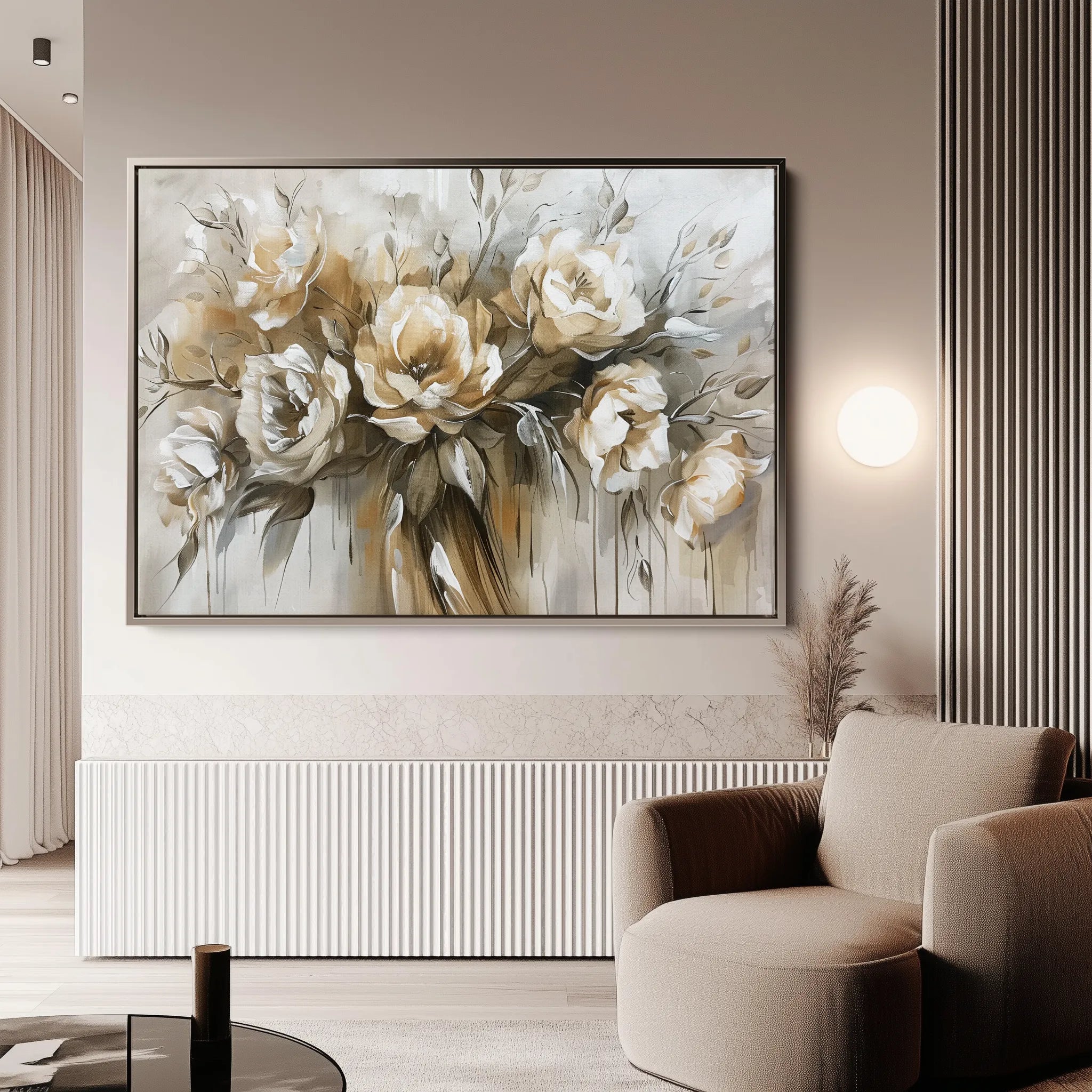 Floral 711 Canvas Art 18" x 24" / 45 x 60 cm / Black