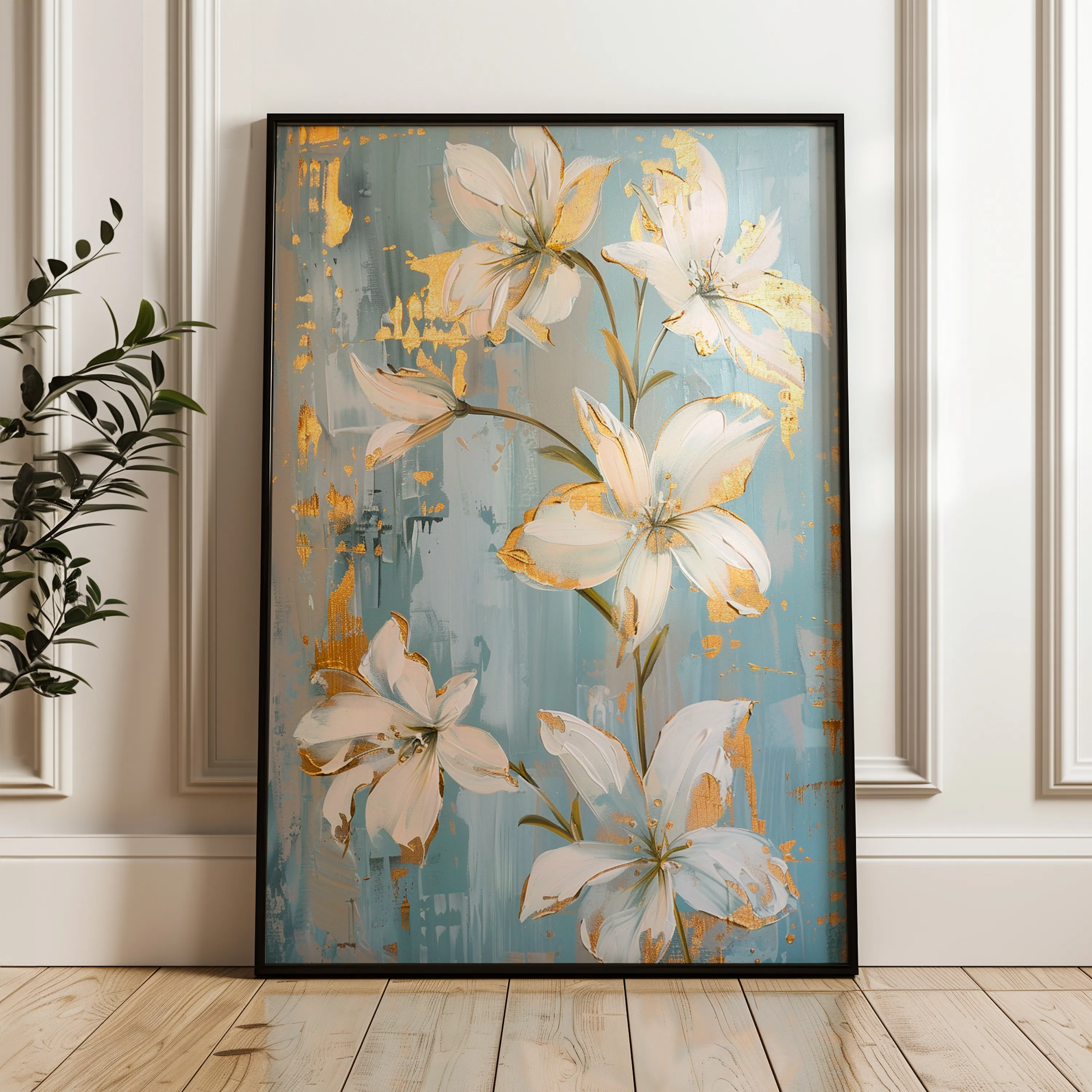 Floral 712 Canvas Art 18" x 24" / 45 x 60 cm / Black