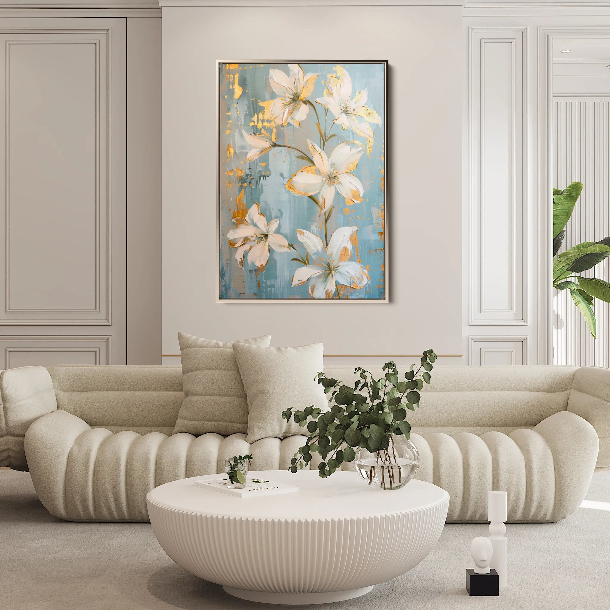 Floral 712 Canvas Art 18" x 24" / 45 x 60 cm / Black