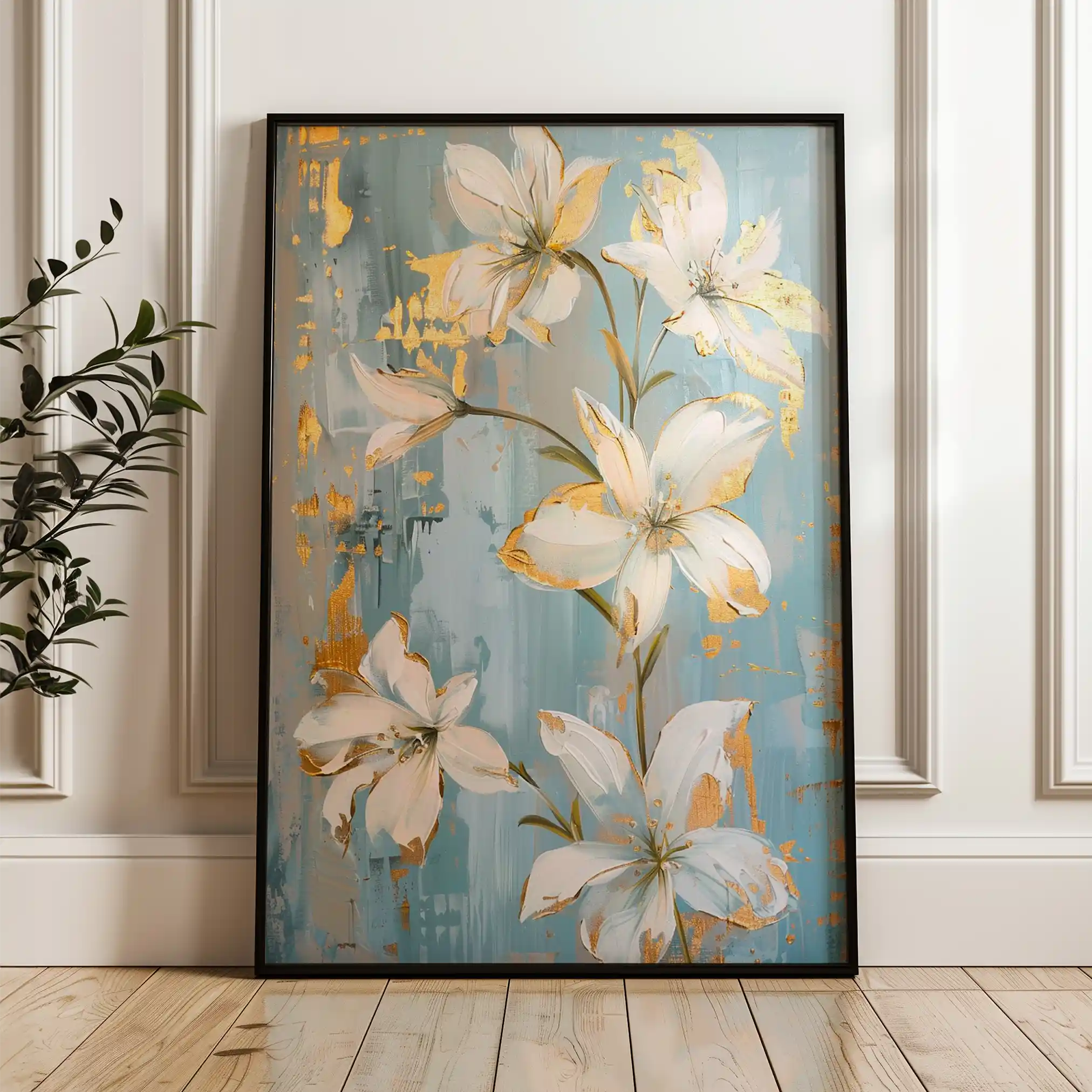 Floral 712 Canvas Art 60 x 40 cm / Black