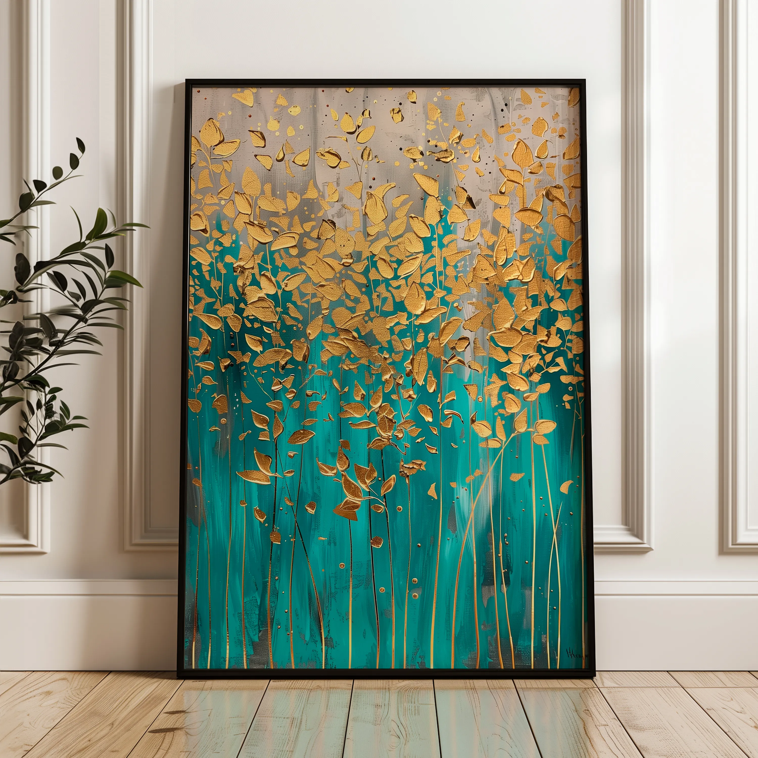 Floral 713 Canvas Art 18" x 24" / 45 x 60 cm / Black