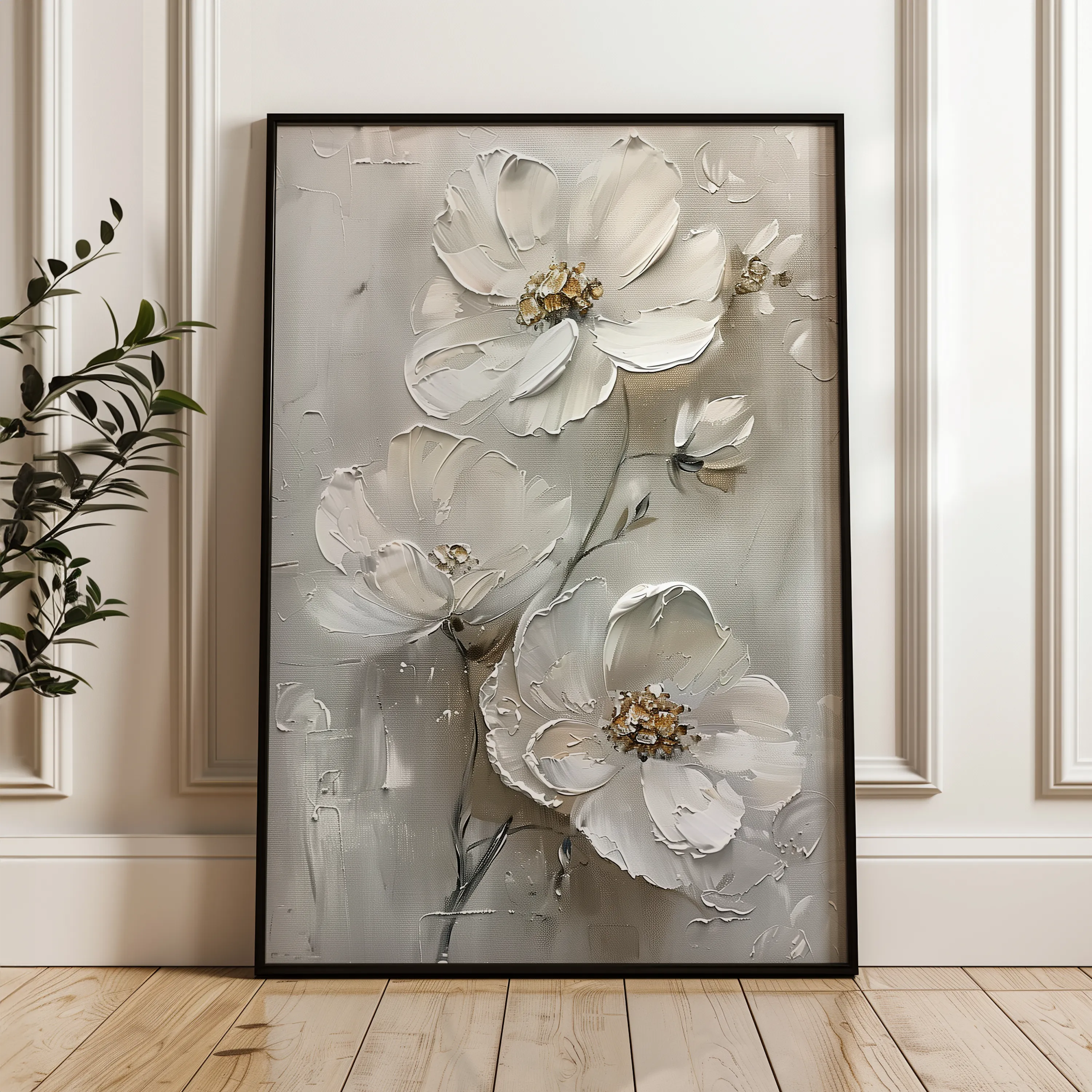 Floral 715 Canvas Art 18" x 24" / 45 x 60 cm / Black