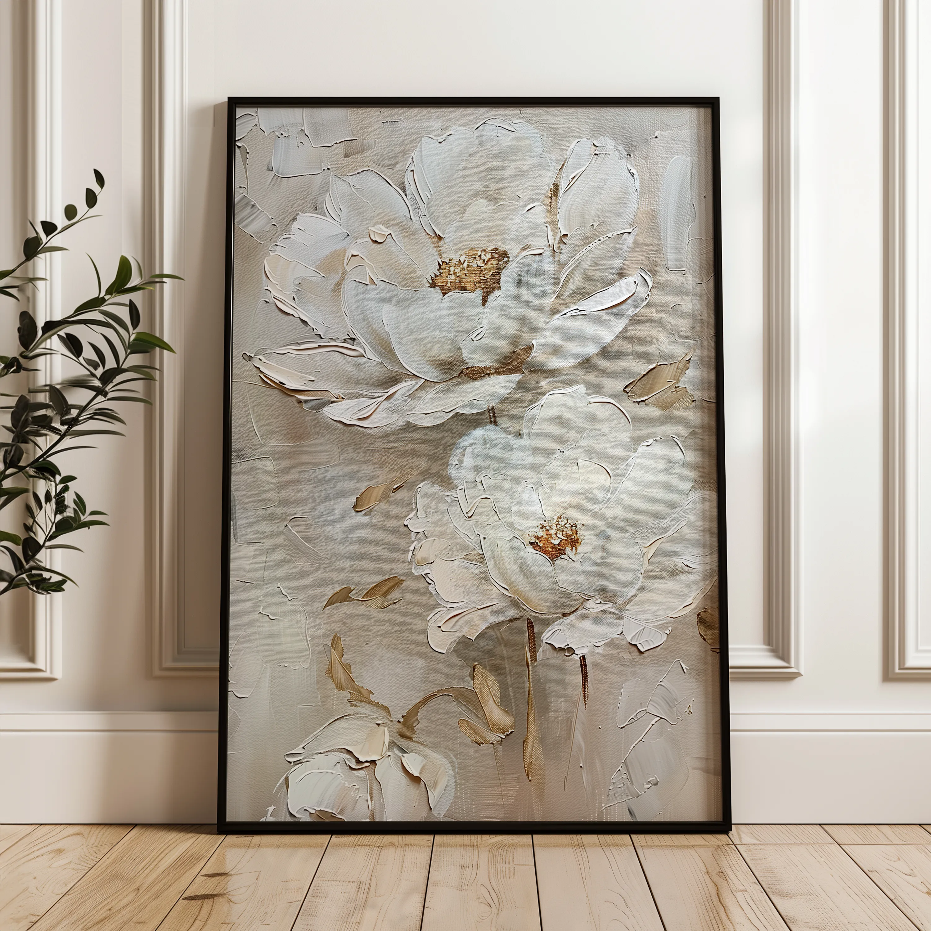 Floral 717 Canvas Art 18" x 24" / 45 x 60 cm / Black