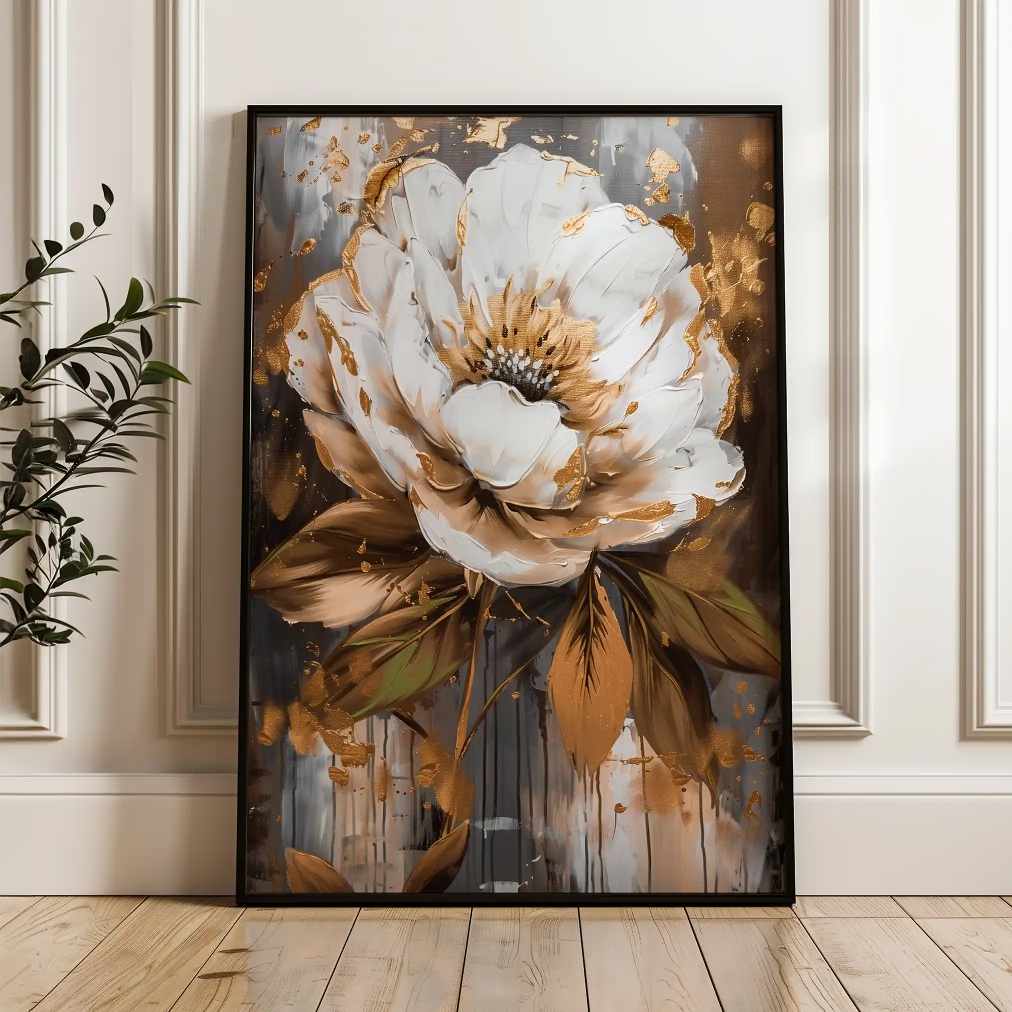 Floral 718 Canvas Art 18" x 24" / 45 x 60 cm / Black