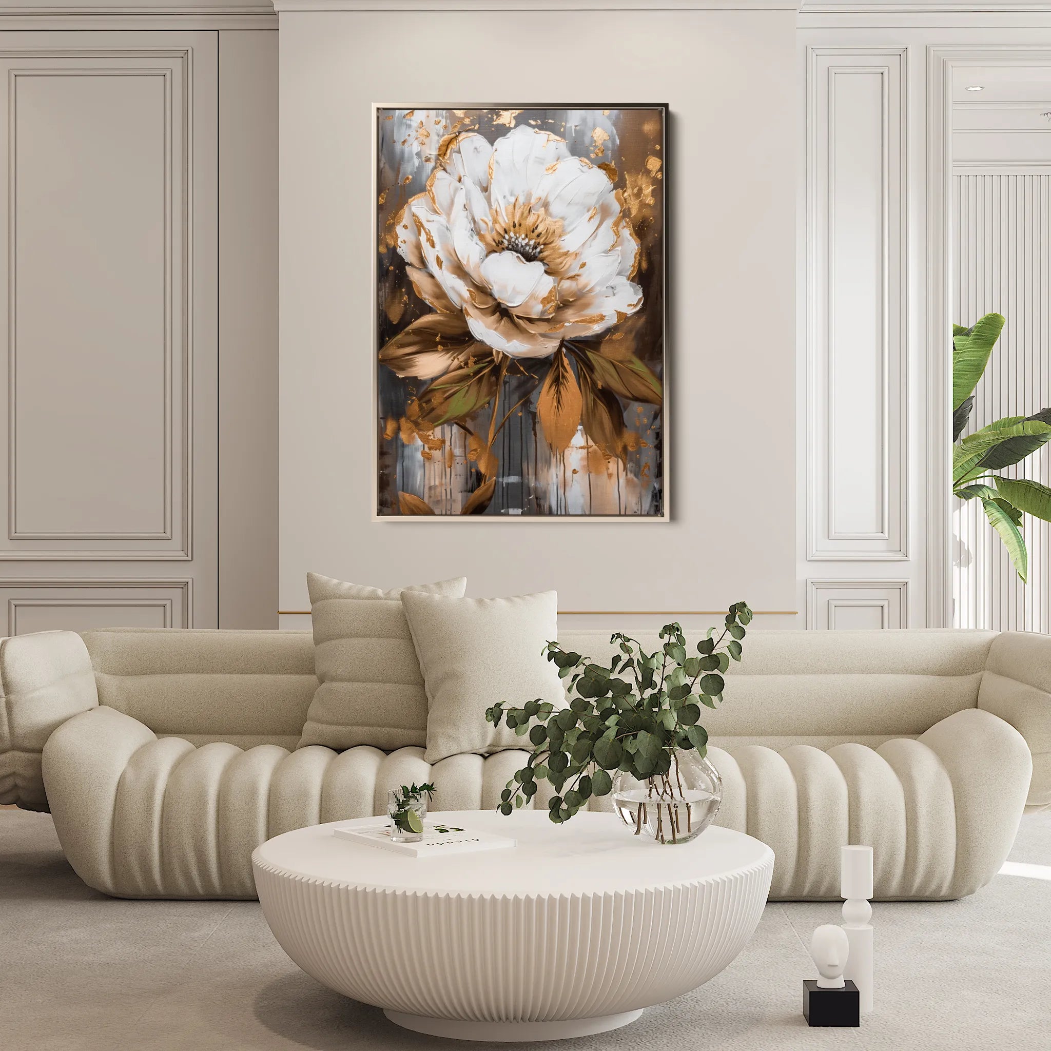 Floral 718 Canvas Art 18" x 24" / 45 x 60 cm / Black