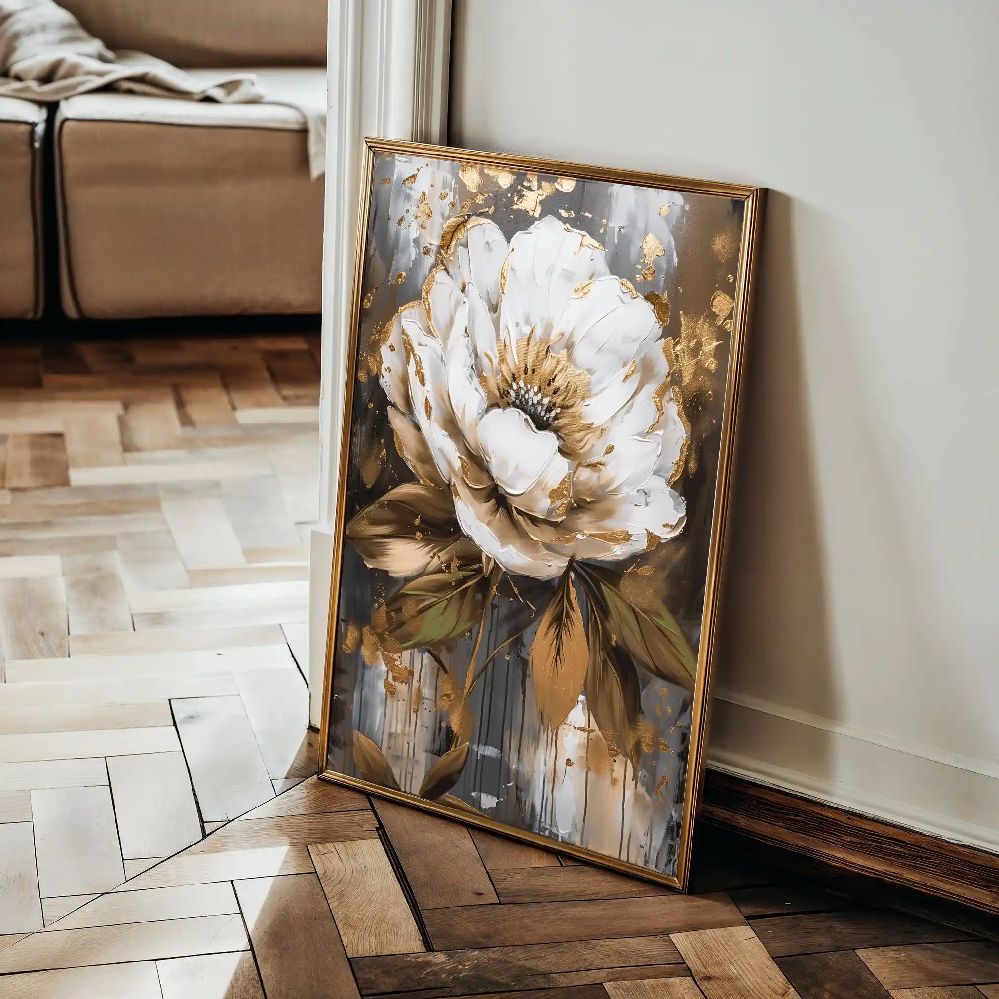 Floral 718 Canvas Art 18" x 24" / 45 x 60 cm / Black