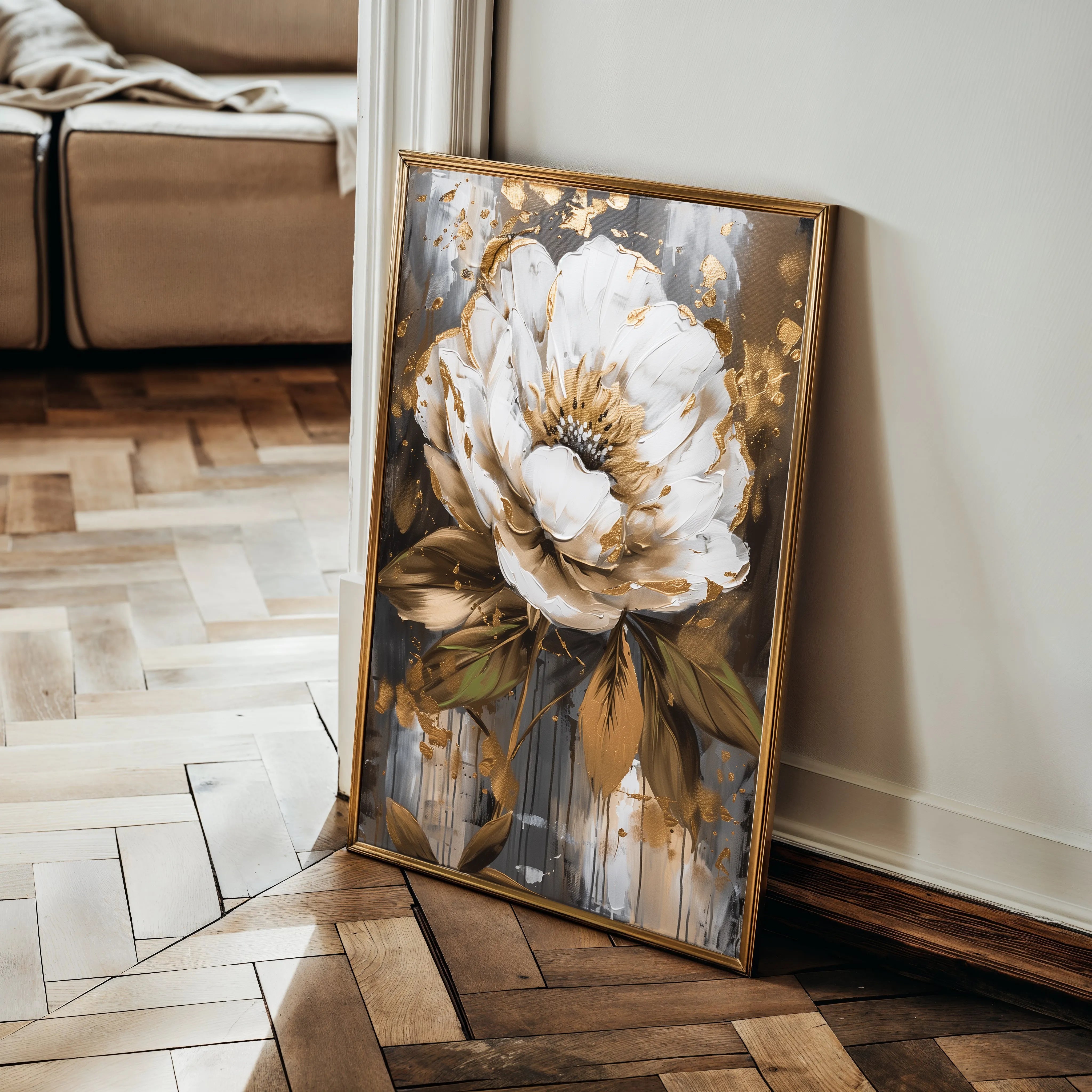 Floral 718 Canvas Art 18" x 24" / 45 x 60 cm / Black