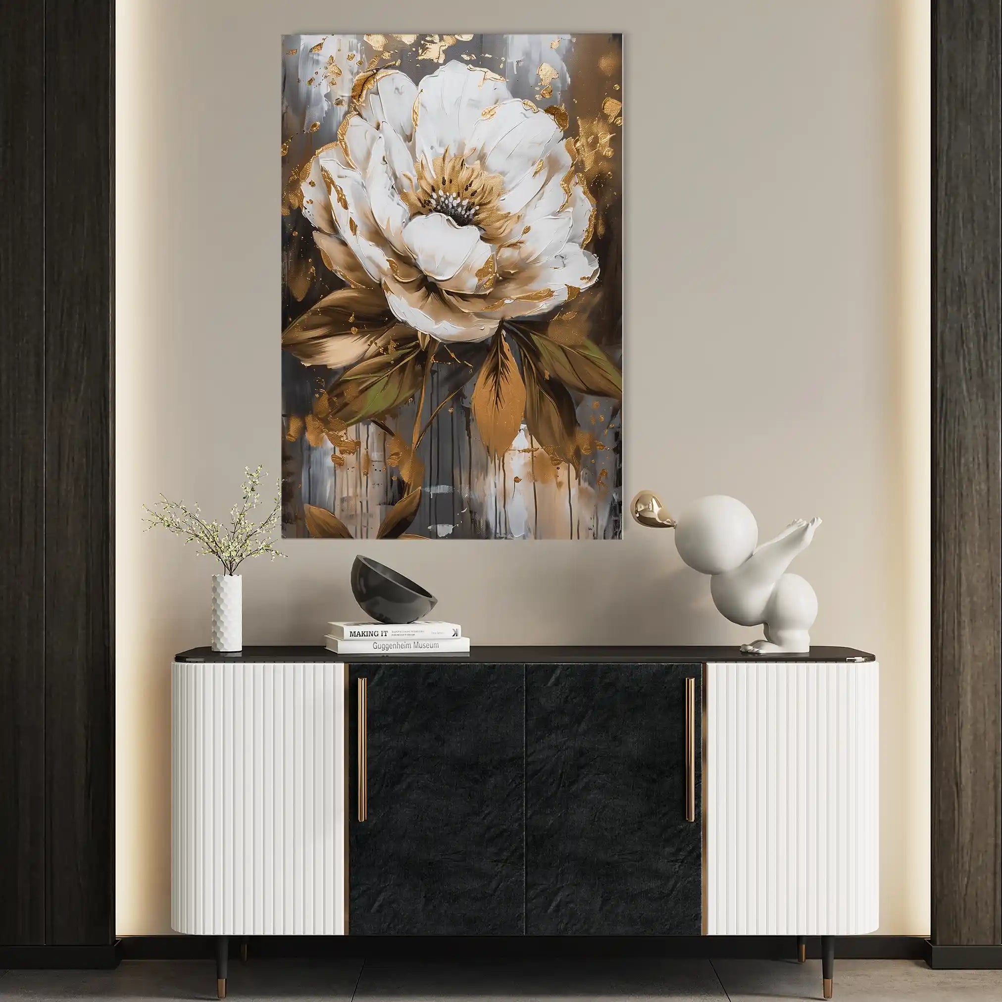 Floral 718 Canvas Art 18" x 24" / 45 x 60 cm / Black