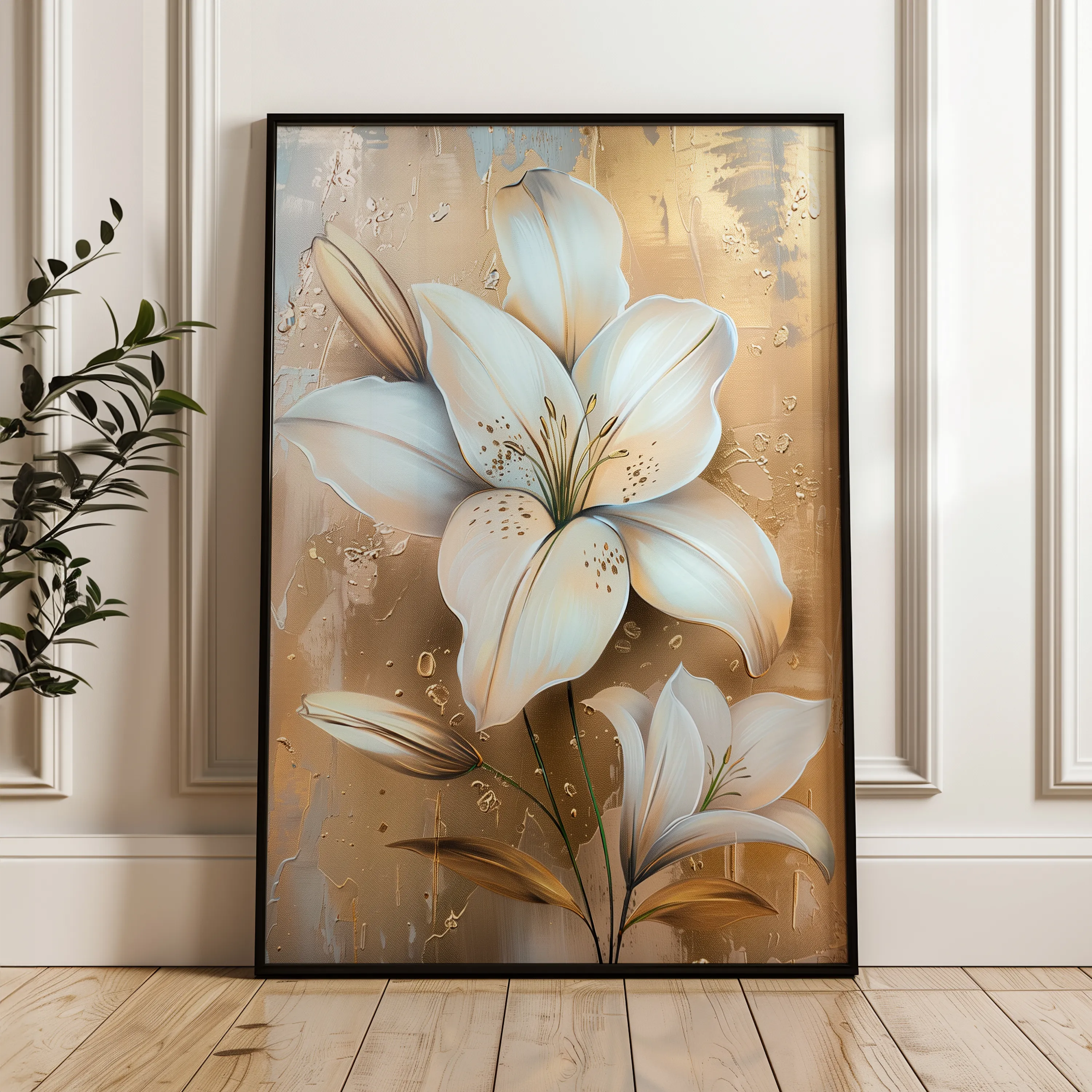 Floral 719 Canvas Art 18" x 24" / 45 x 60 cm / Black