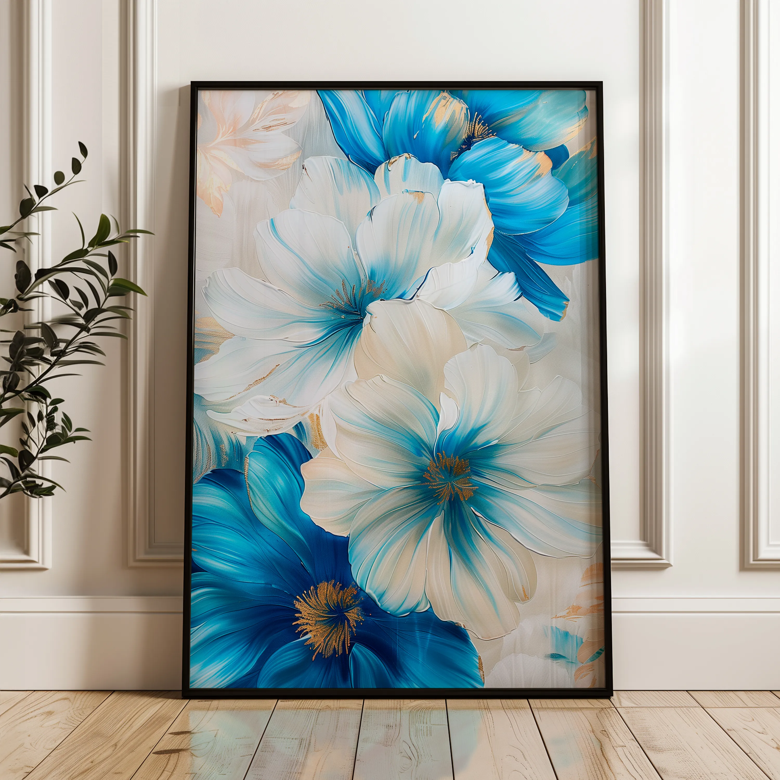 Floral 720 Canvas Art 18" x 24" / 45 x 60 cm / Black