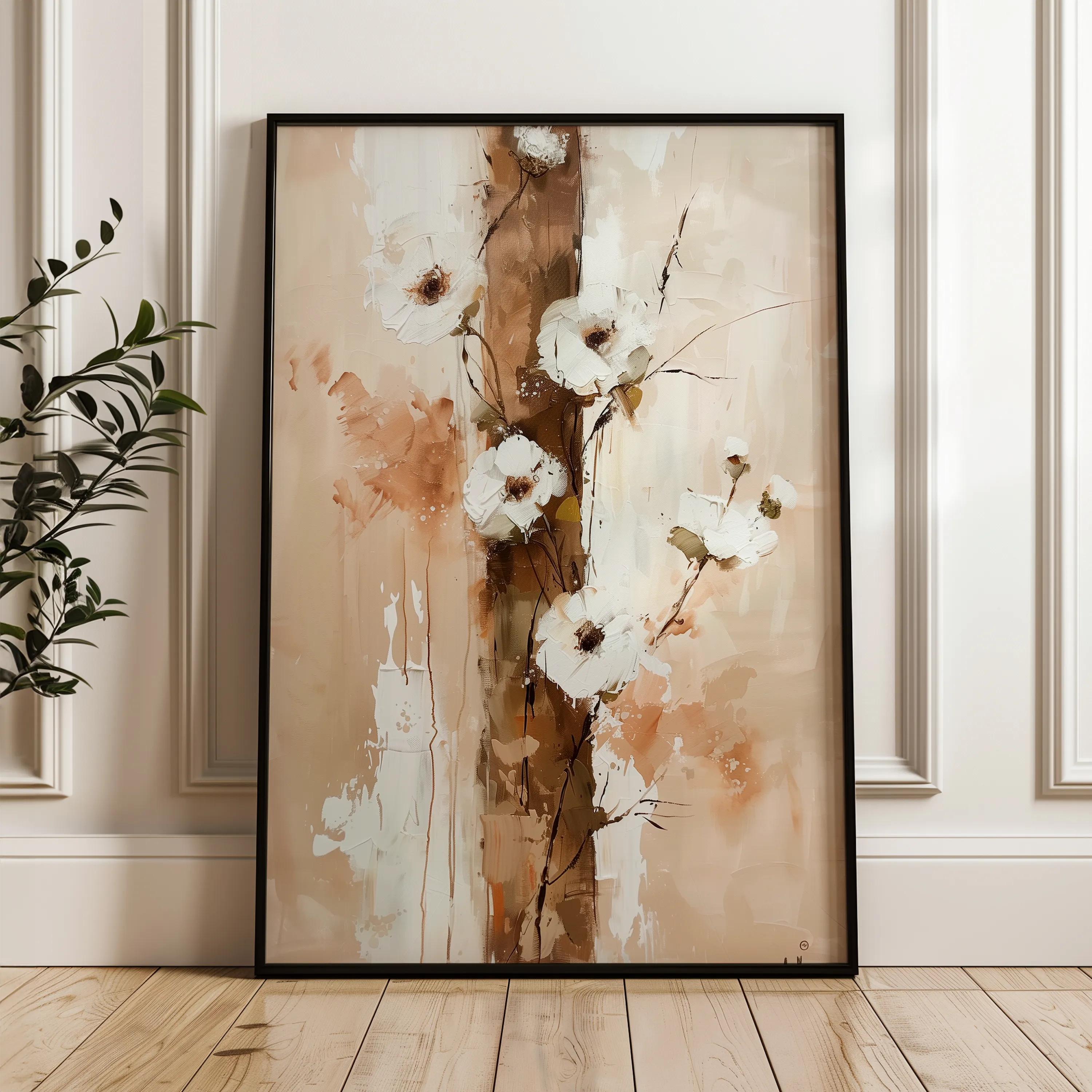 Floral 721 Canvas Art 18" x 24" / 45 x 60 cm / Black