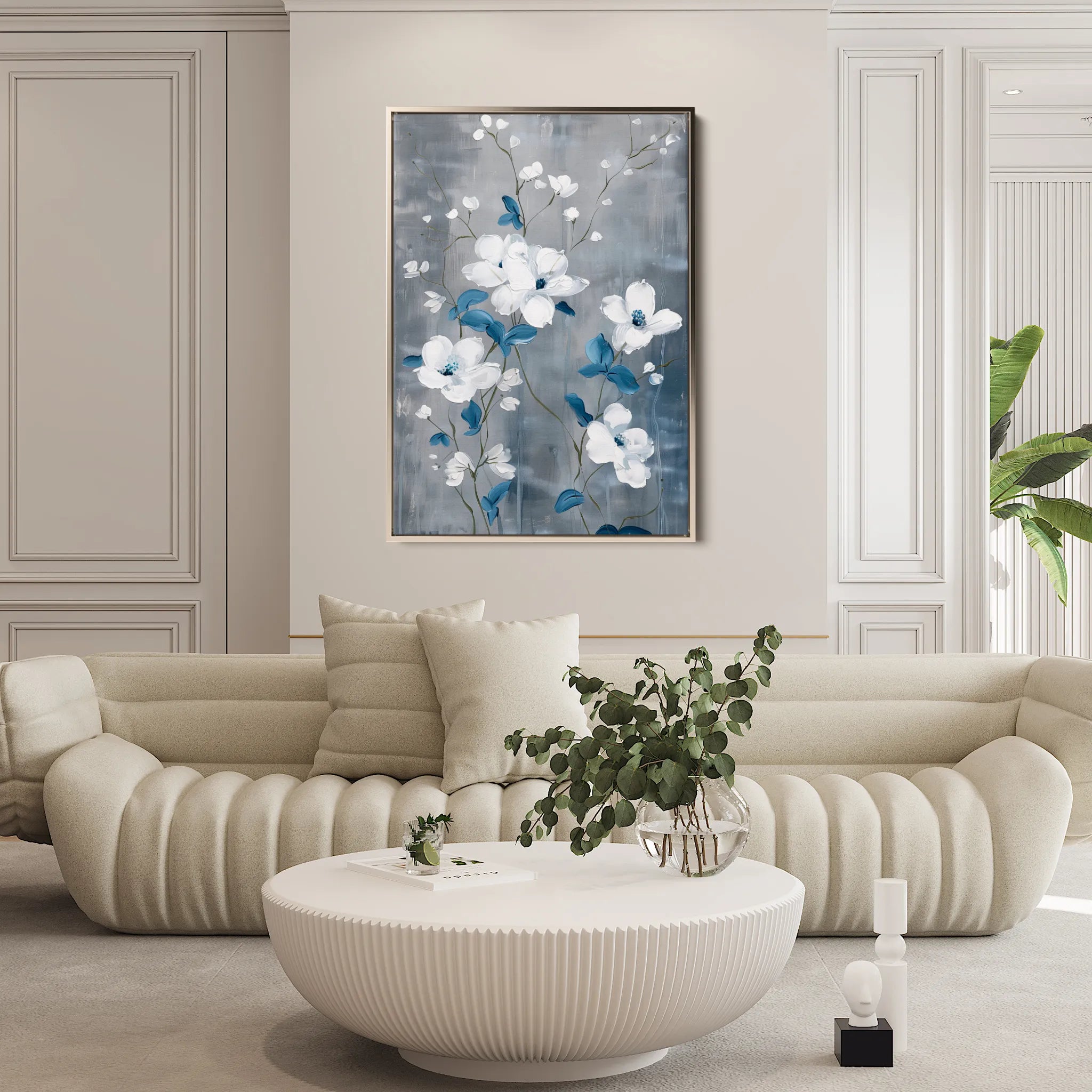 Floral 722 Canvas Art 18" x 24" / 45 x 60 cm / Black