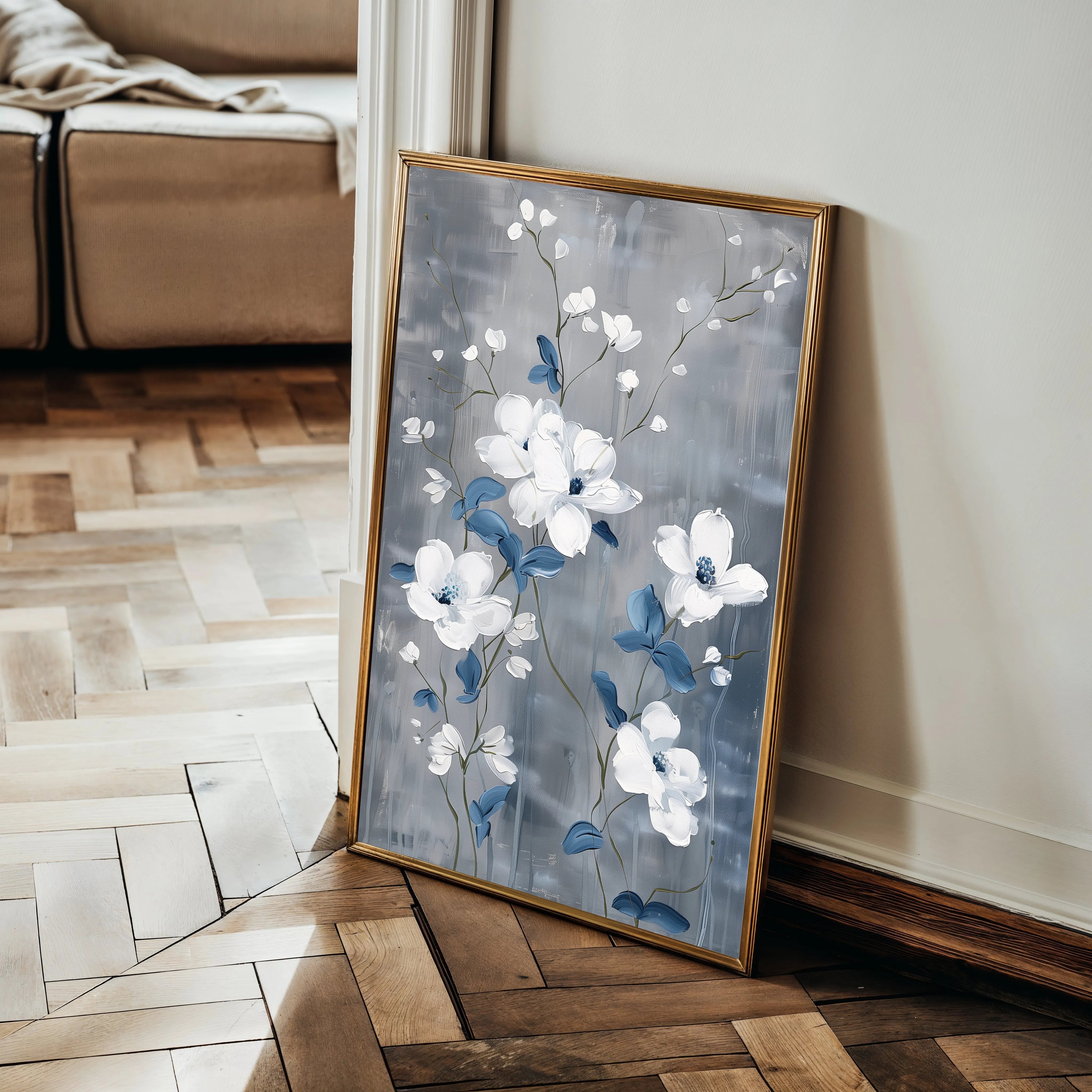 Floral 722 Canvas Art 18" x 24" / 45 x 60 cm / Black