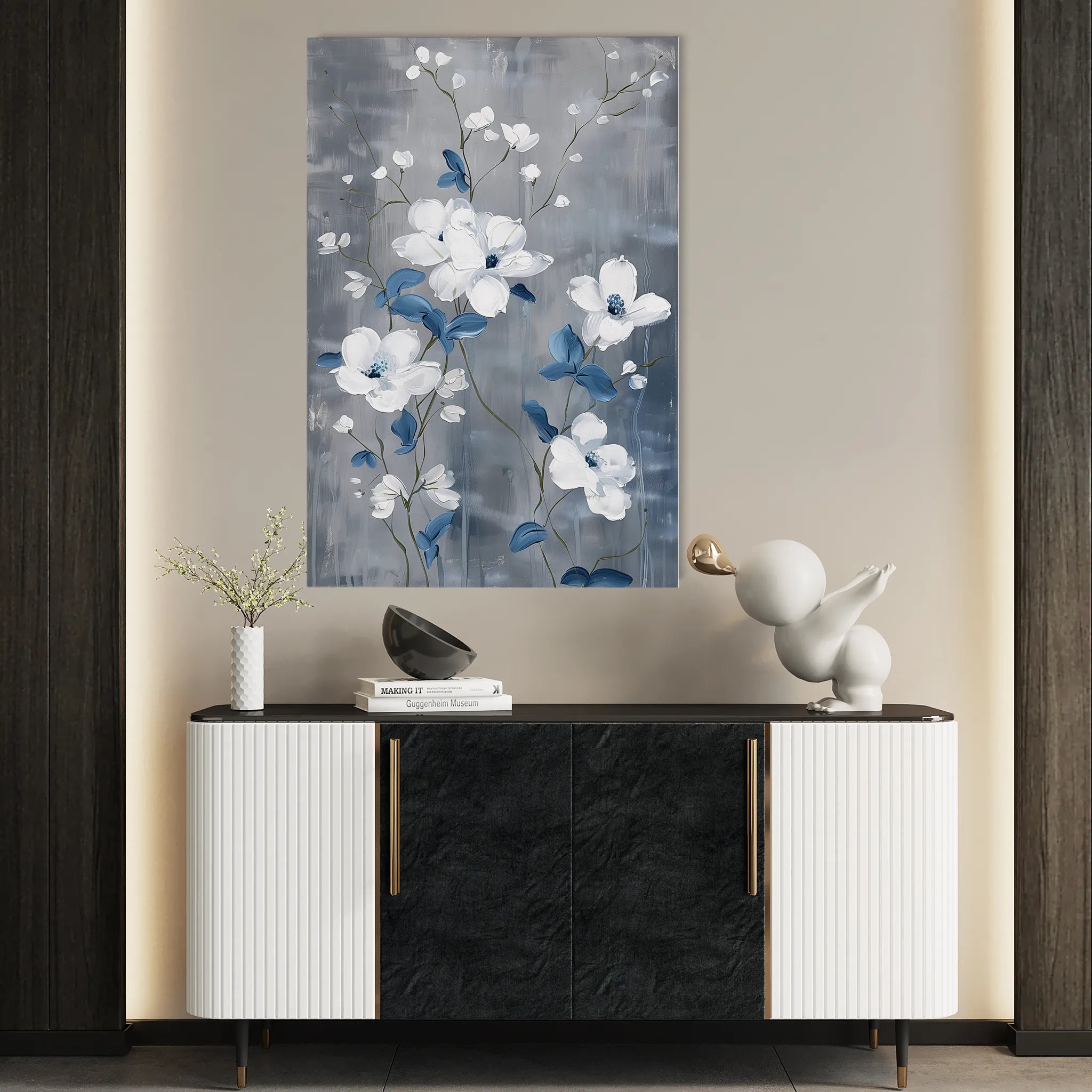 Floral 722 Canvas Art 18" x 24" / 45 x 60 cm / Black