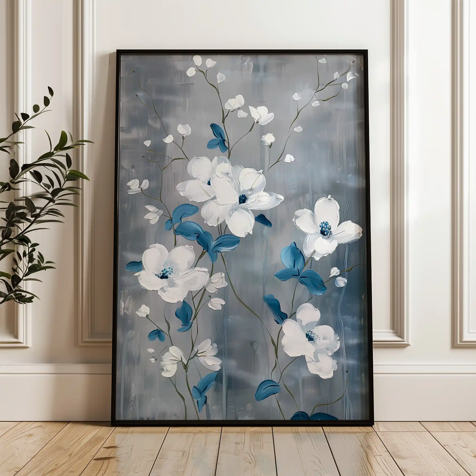 Floral 722 Canvas Art 60 x 40 cm / Black