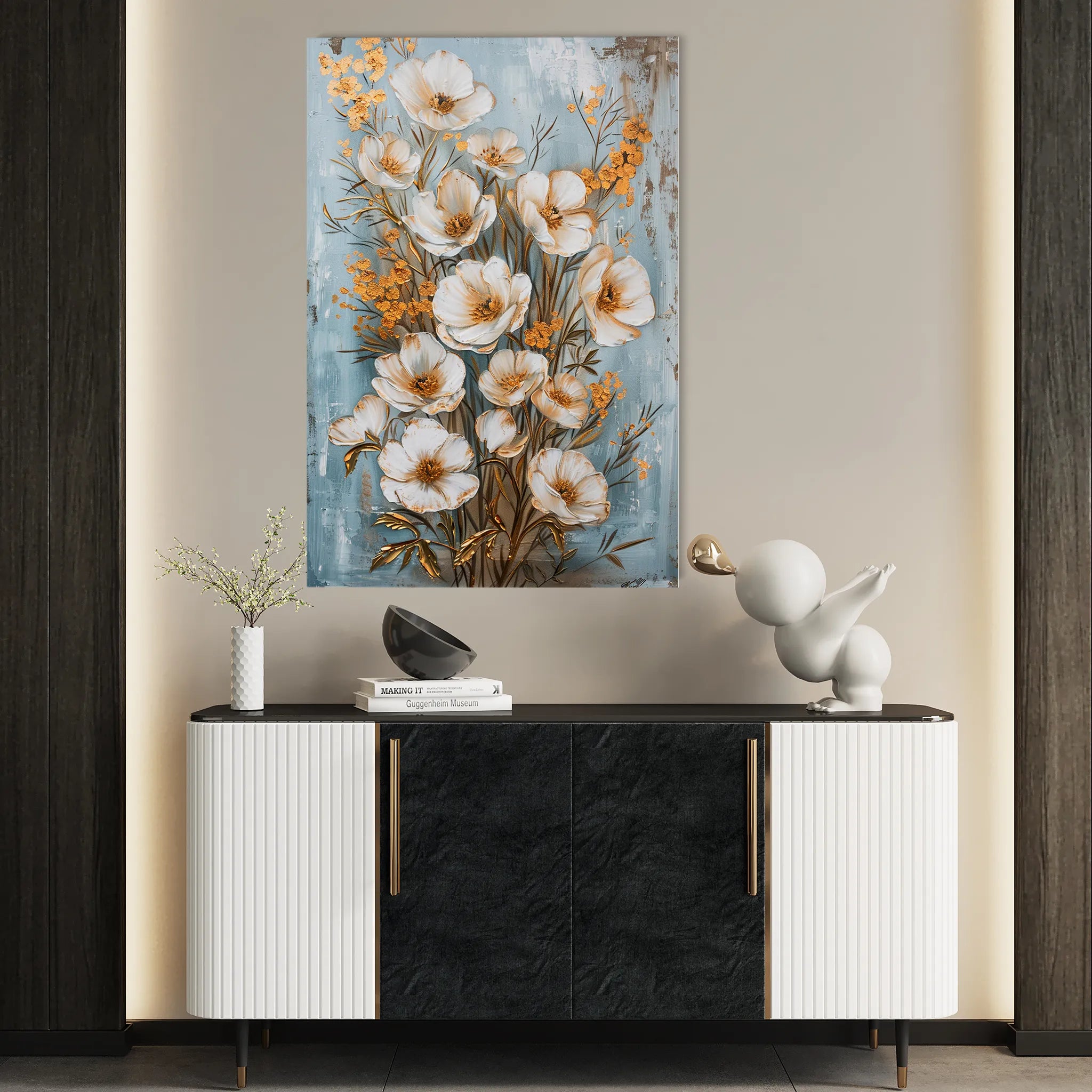 Floral 723 Canvas Art 18" x 24" / 45 x 60 cm / Black