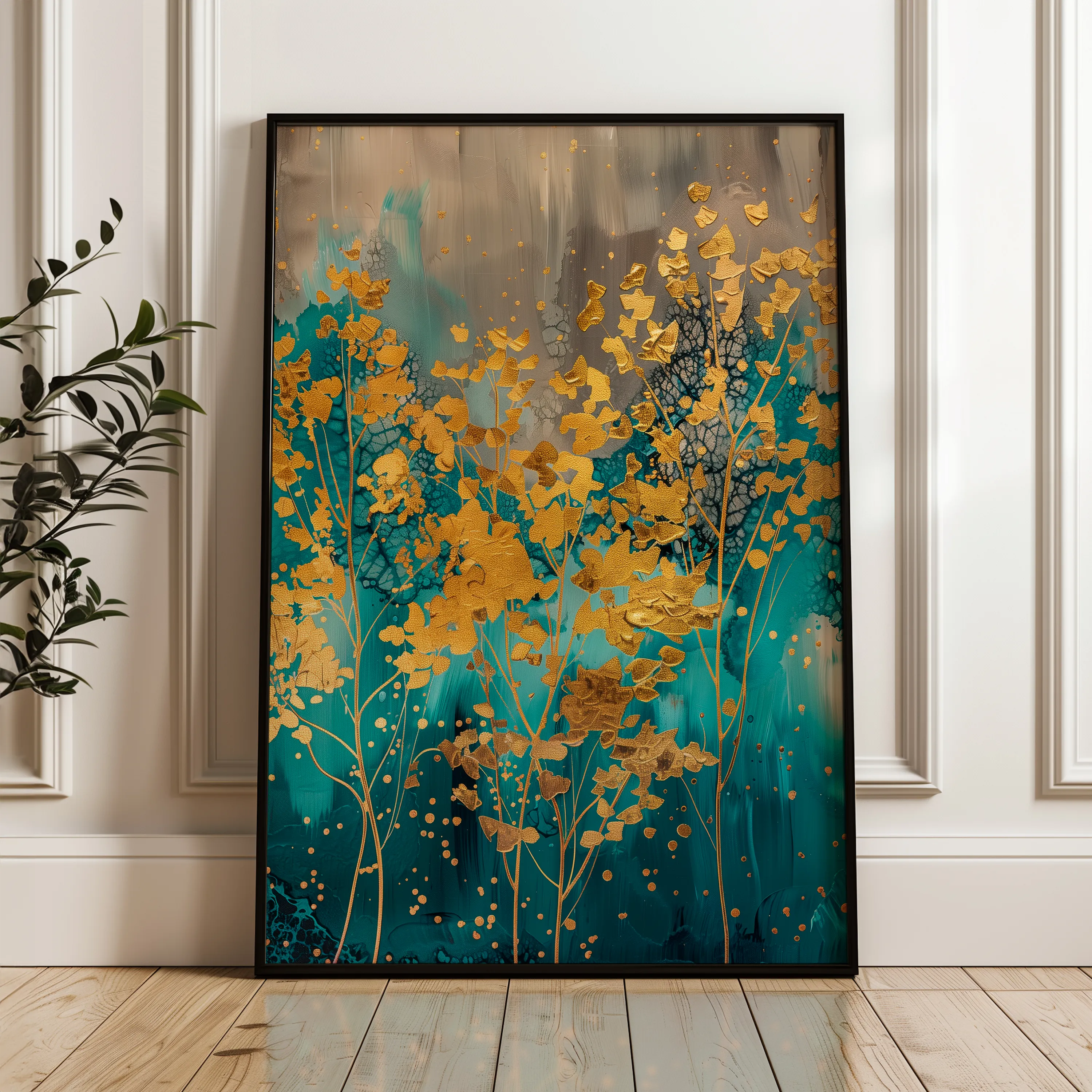 Floral 724 Canvas Art 18" x 24" / 45 x 60 cm / Black