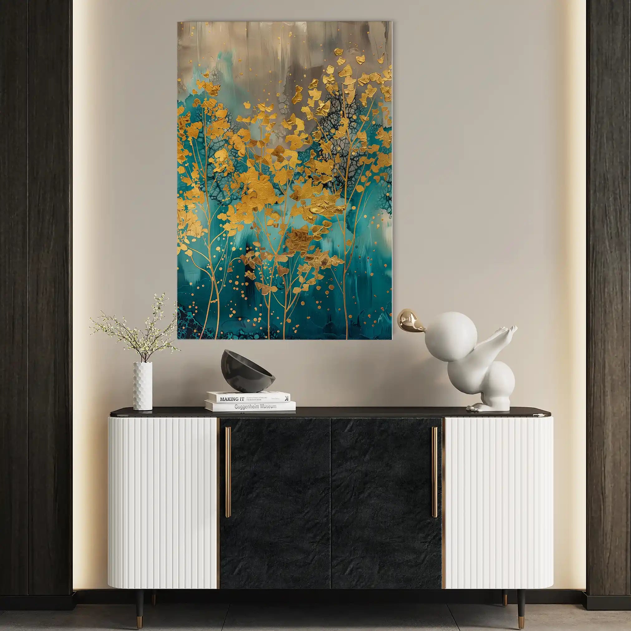 Floral 724 Canvas Art 60 x 40 cm / Black