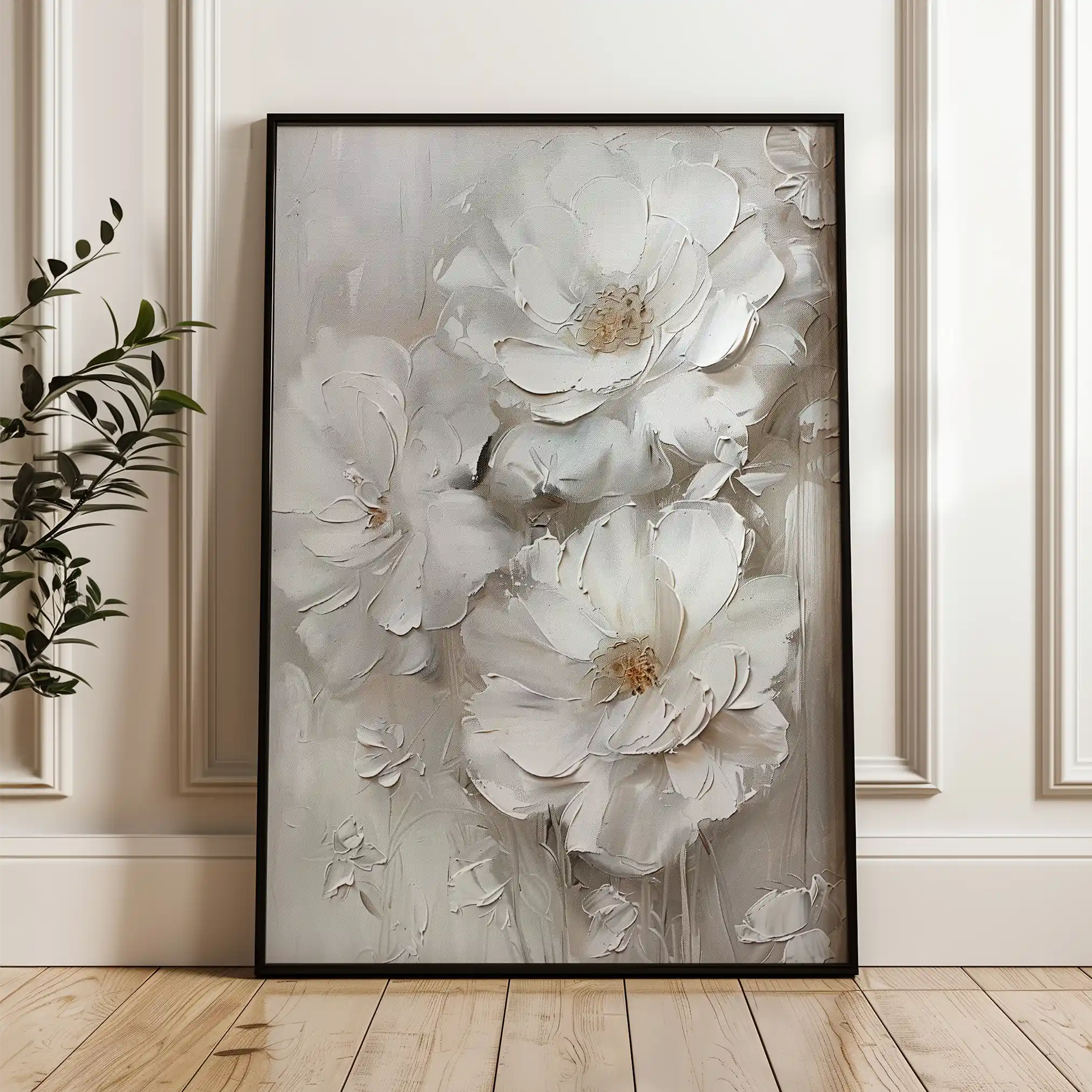 Floral 725 Canvas Art 18" x 24" / 45 x 60 cm / Black
