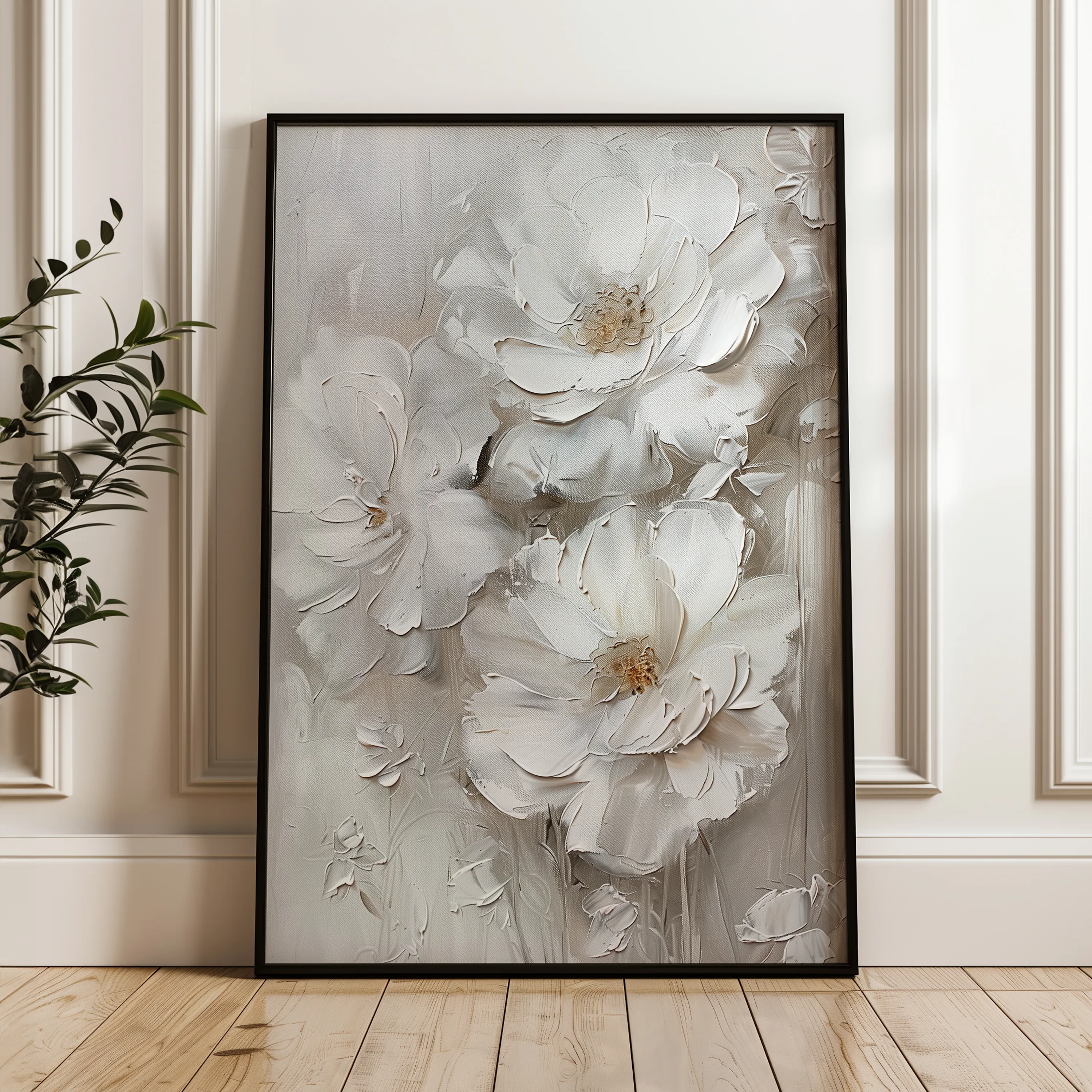 Floral 725 Canvas Art 18" x 24" / 45 x 60 cm / Black