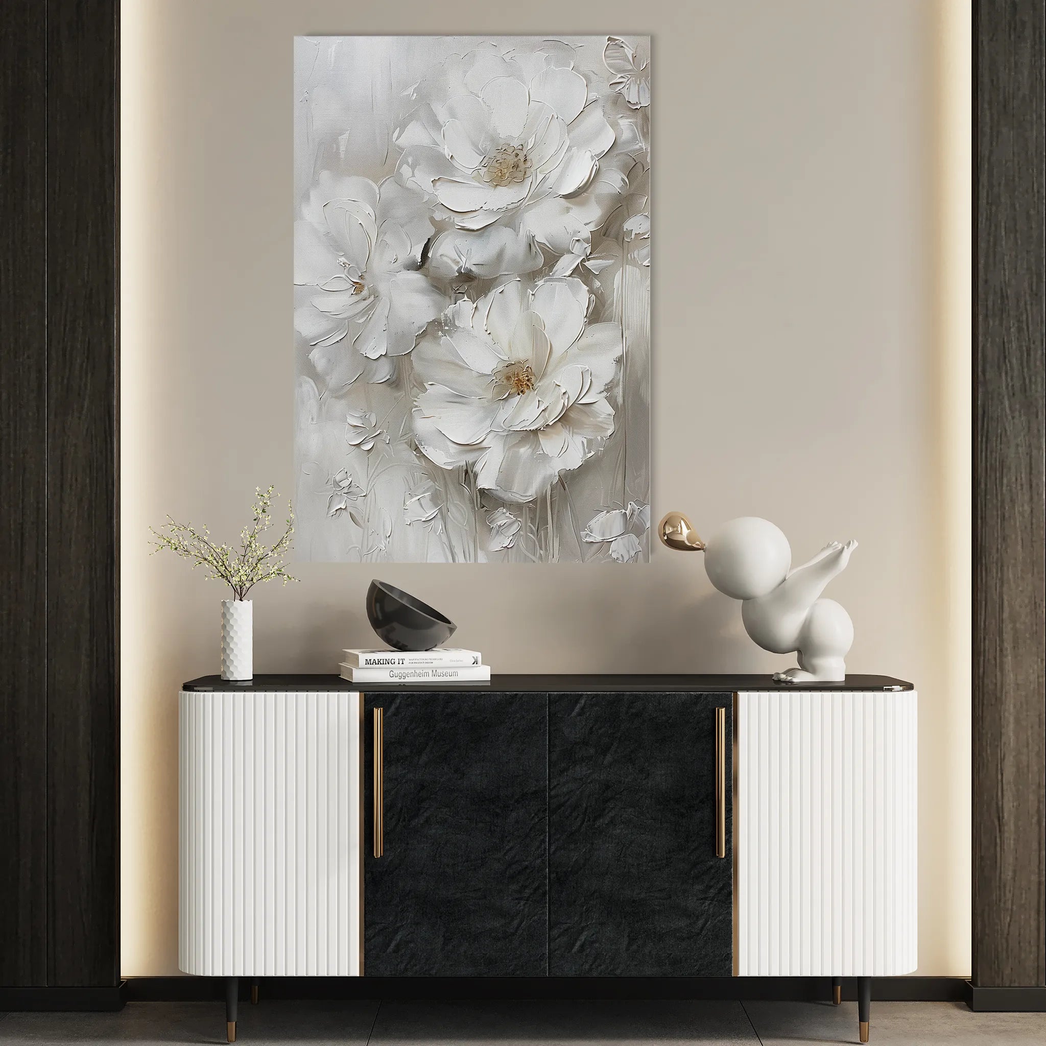 Floral 725 Canvas Art 18" x 24" / 45 x 60 cm / Black
