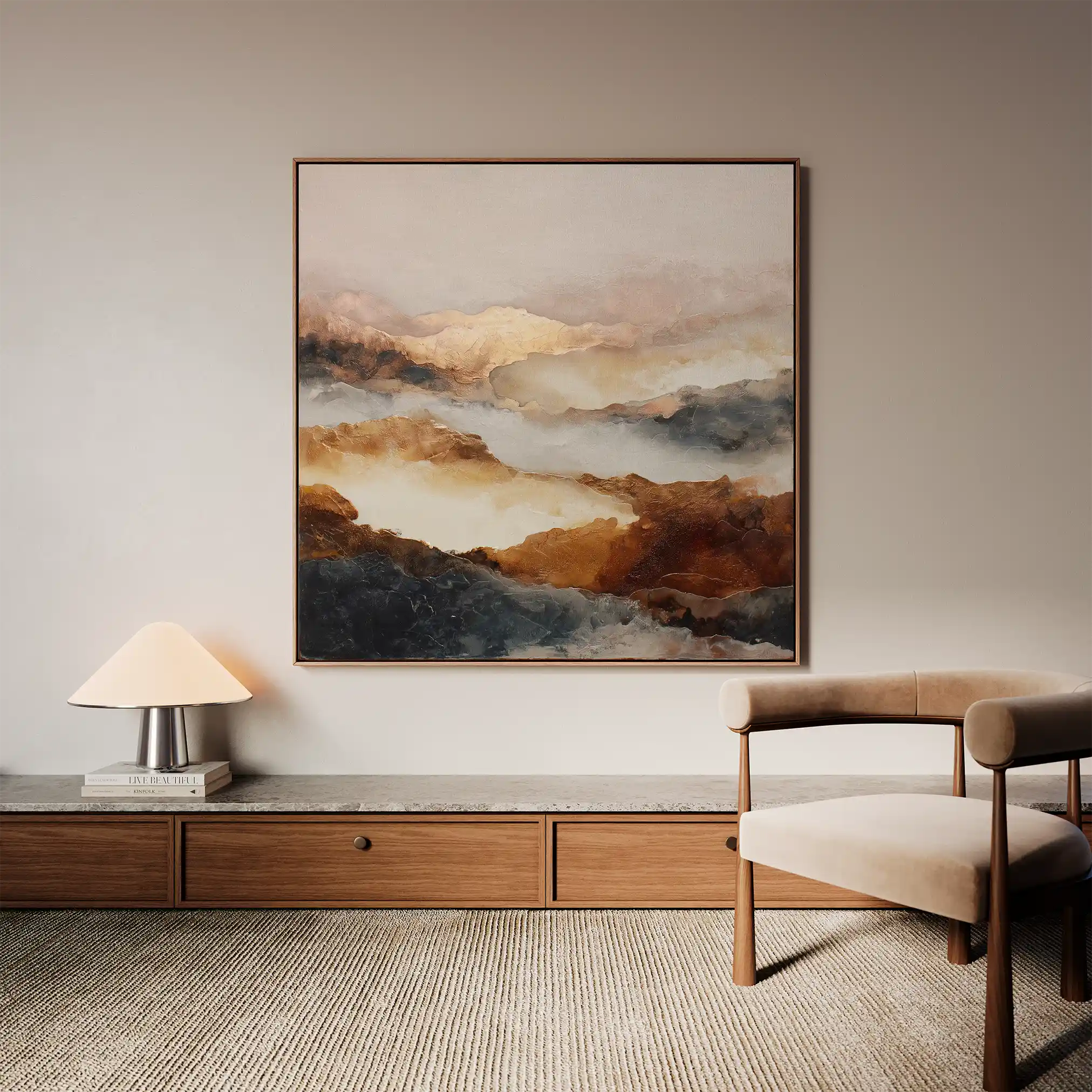 Abstract 726 Canvas Art 16" x 16" / 40 x 40 cm / Black