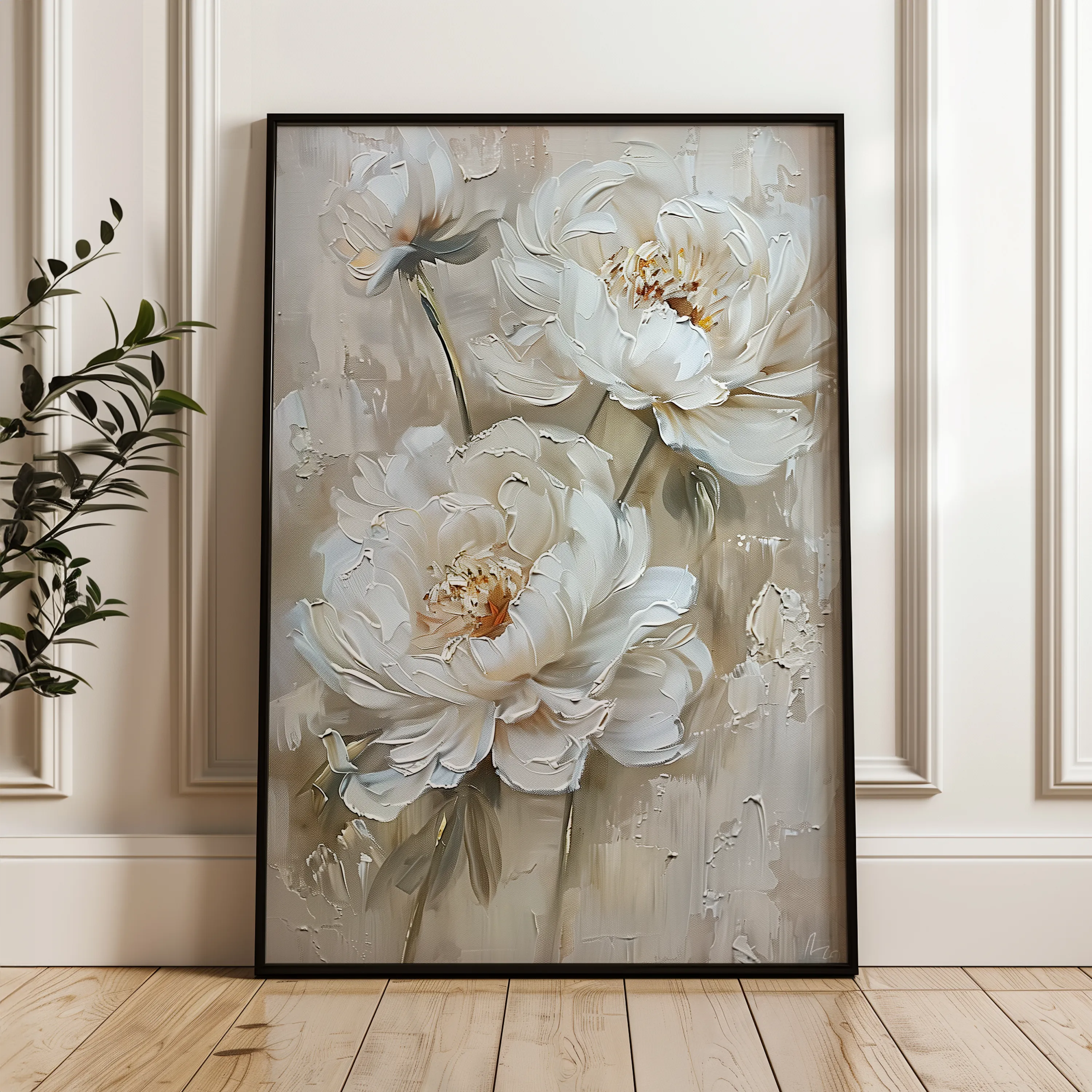 Floral 726 Canvas Art 18" x 24" / 45 x 60 cm / Black