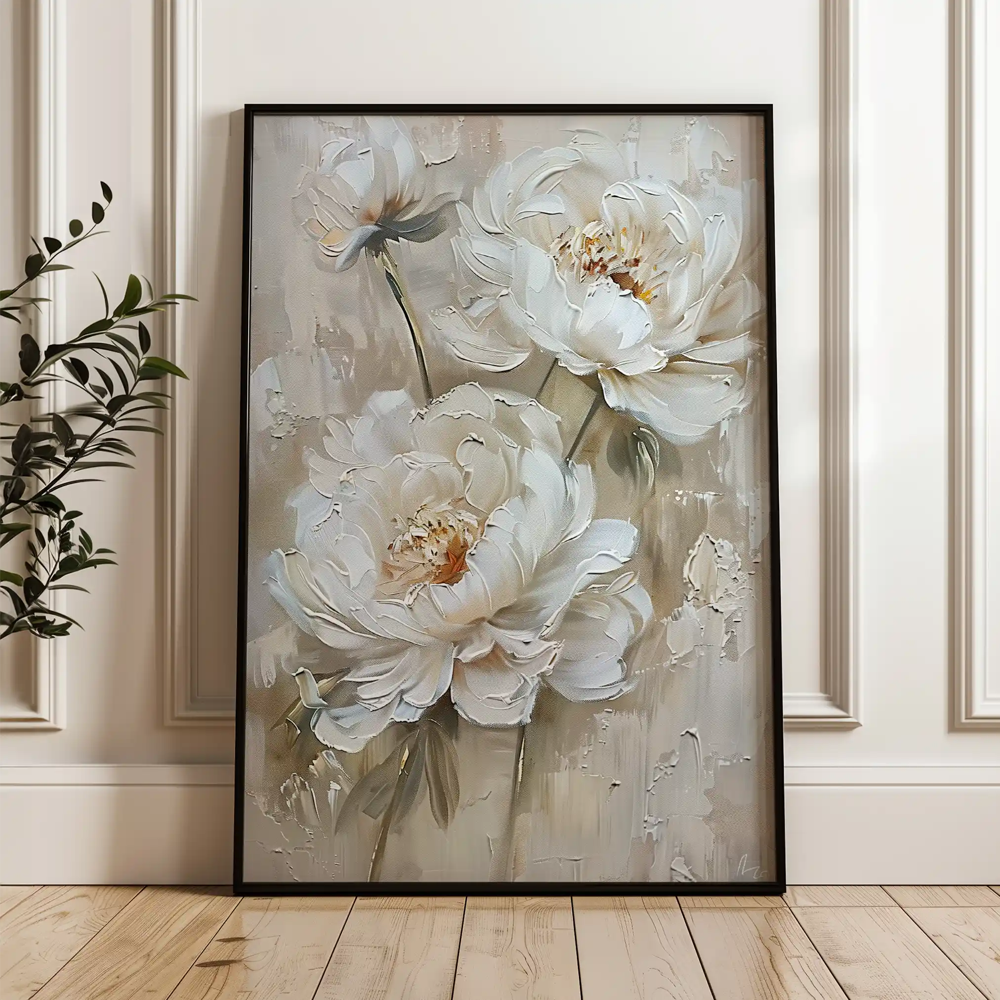 Floral 726 Canvas Art 18" x 24" / 45 x 60 cm / Black