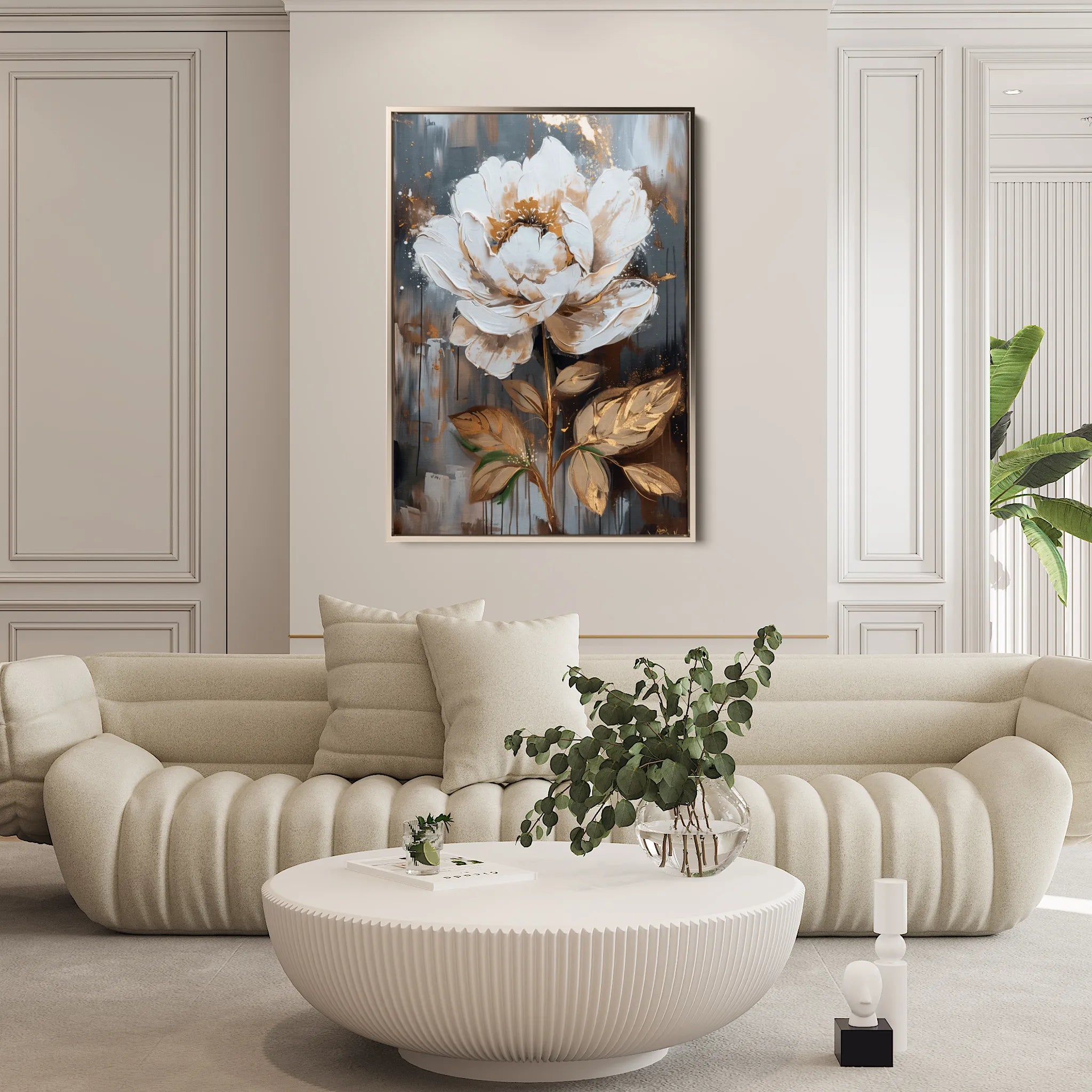 Floral 727 Canvas Art 18" x 24" / 45 x 60 cm / Black