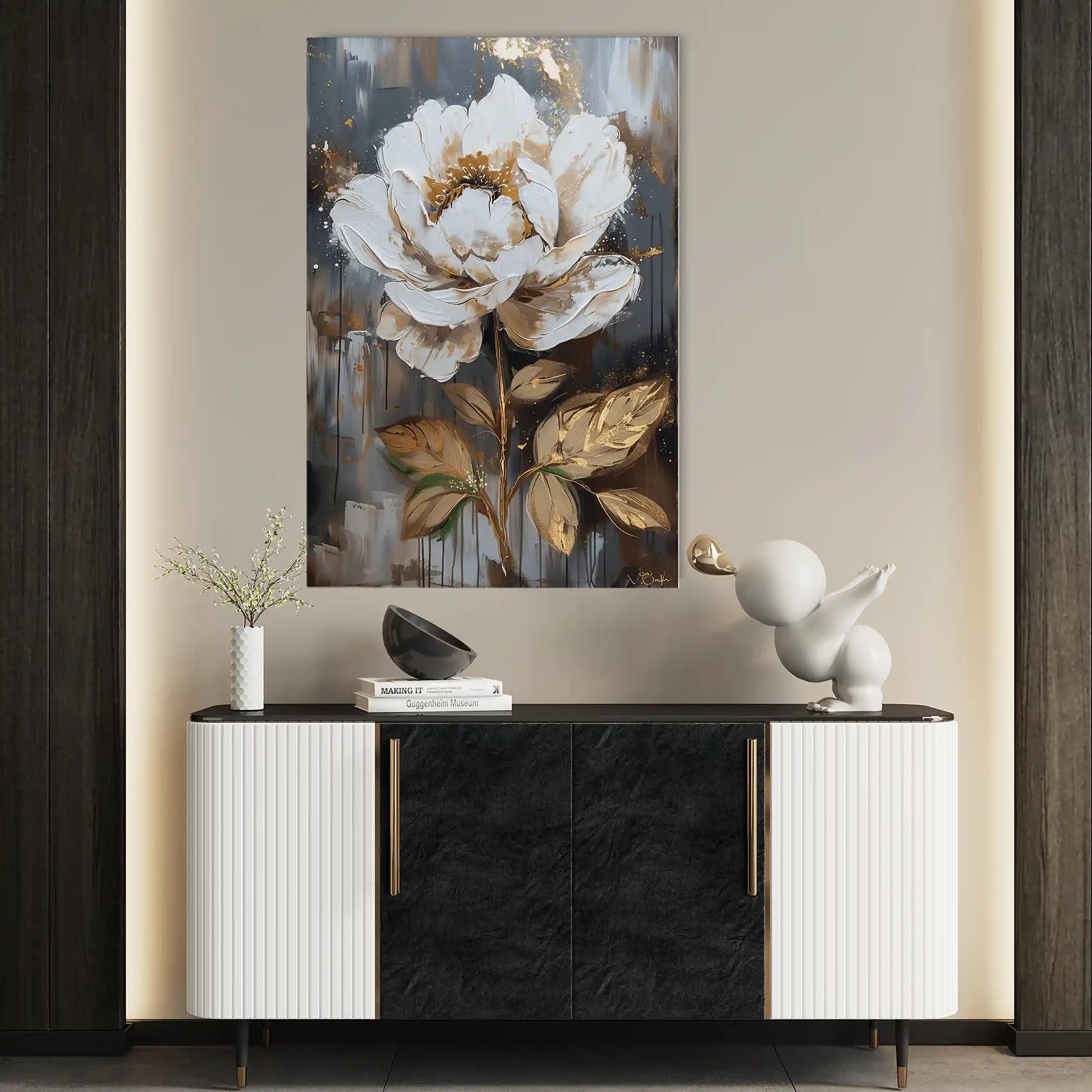 Floral 727 Canvas Art 18" x 24" / 45 x 60 cm / Black
