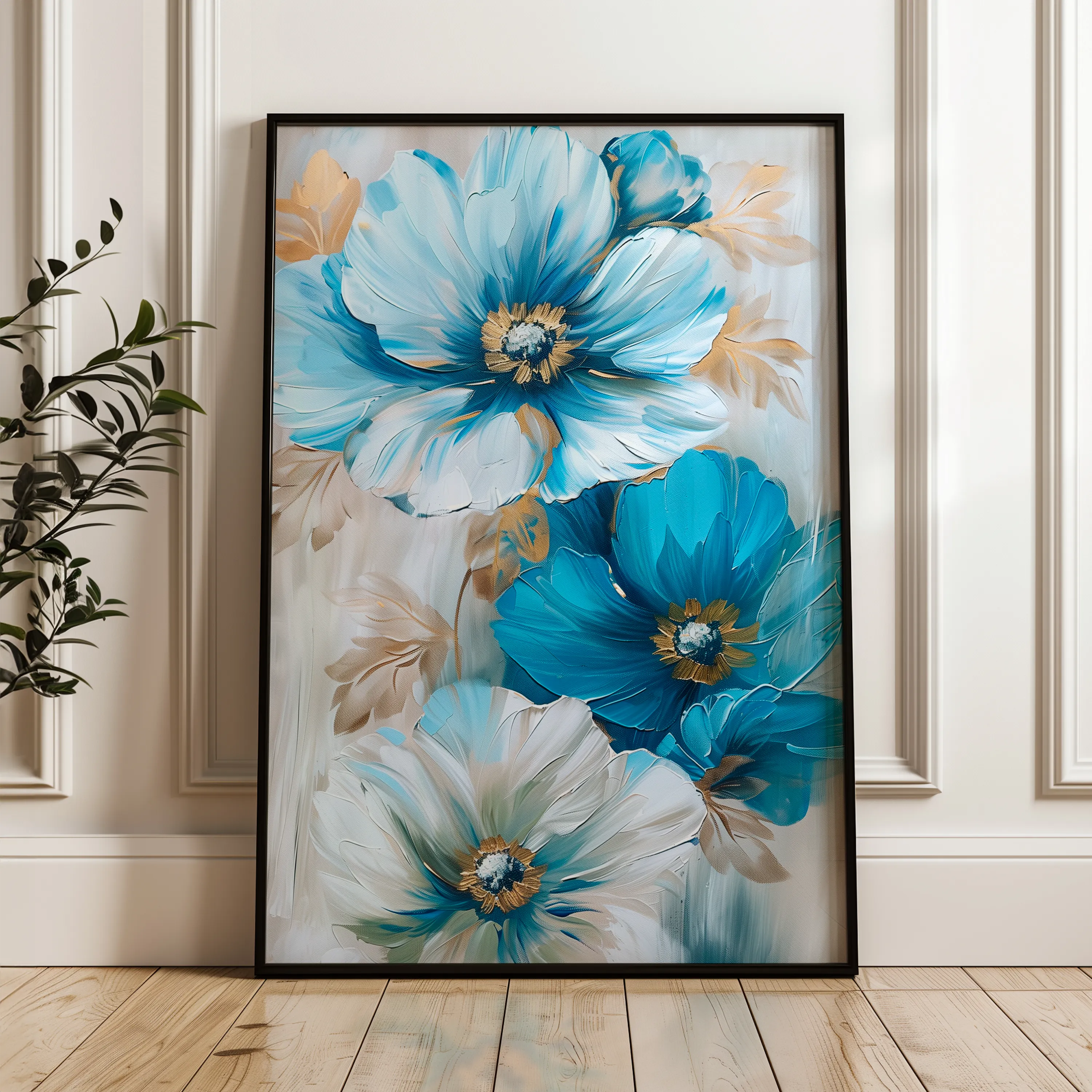 Floral 728 Canvas Art 18" x 24" / 45 x 60 cm / Black