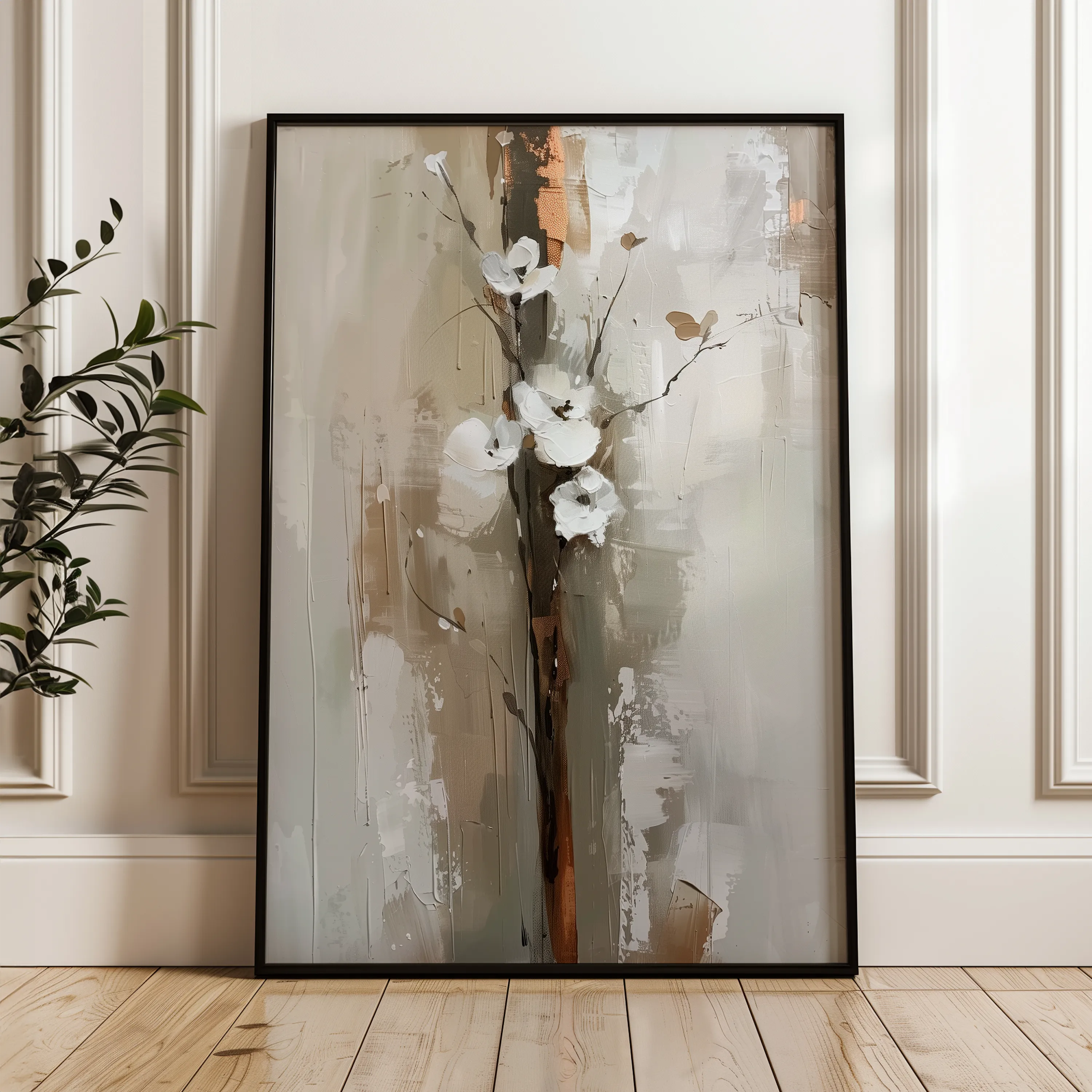 Floral 729 Canvas Art 18" x 24" / 45 x 60 cm / Black