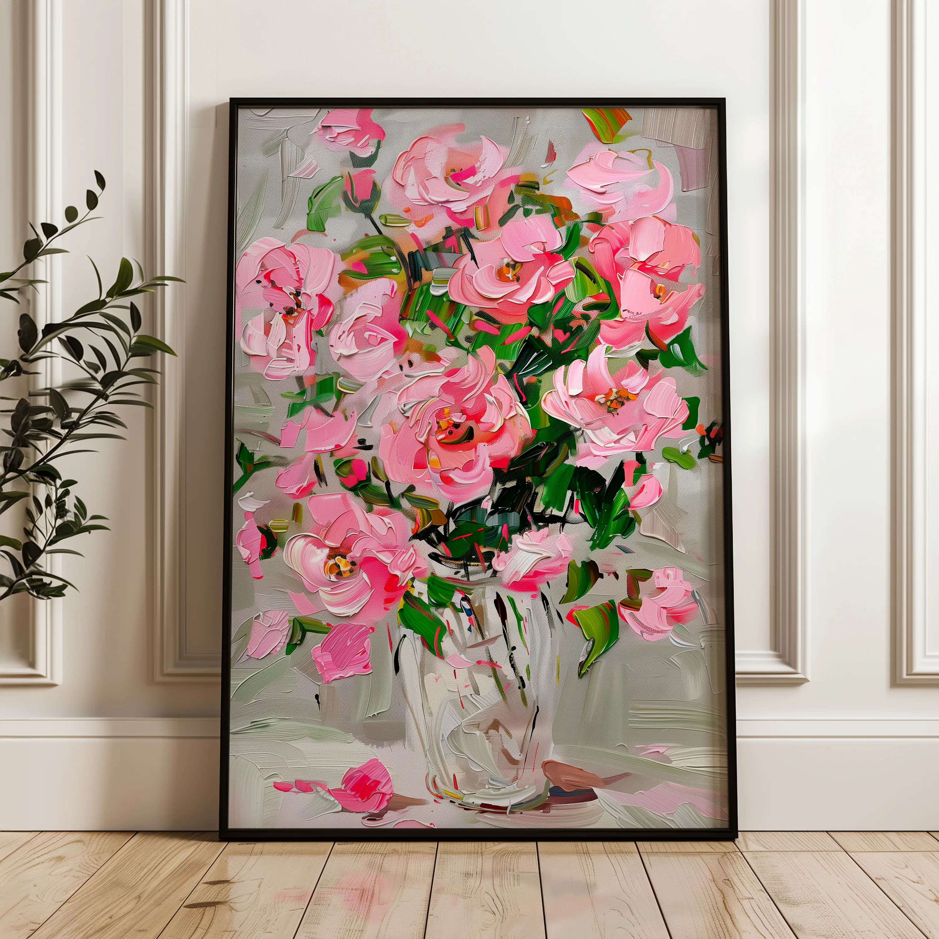 Floral 730 Canvas Art 18" x 24" / 45 x 60 cm / Black