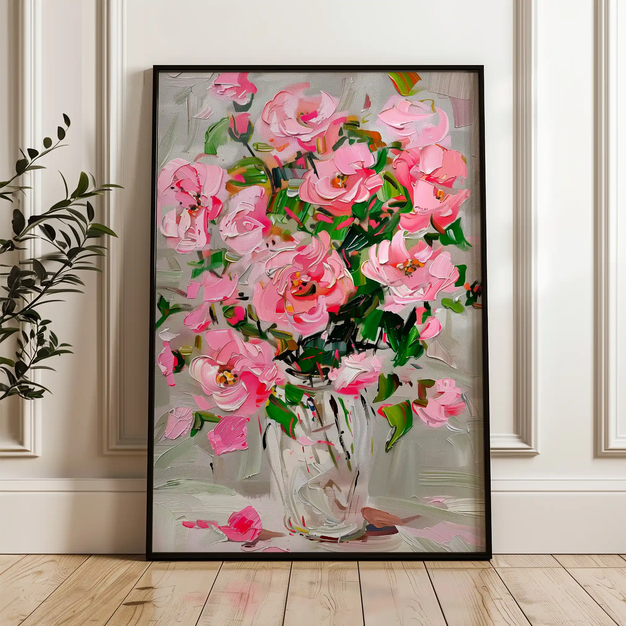 Floral 730 Canvas Art 60 x 40 cm / Black