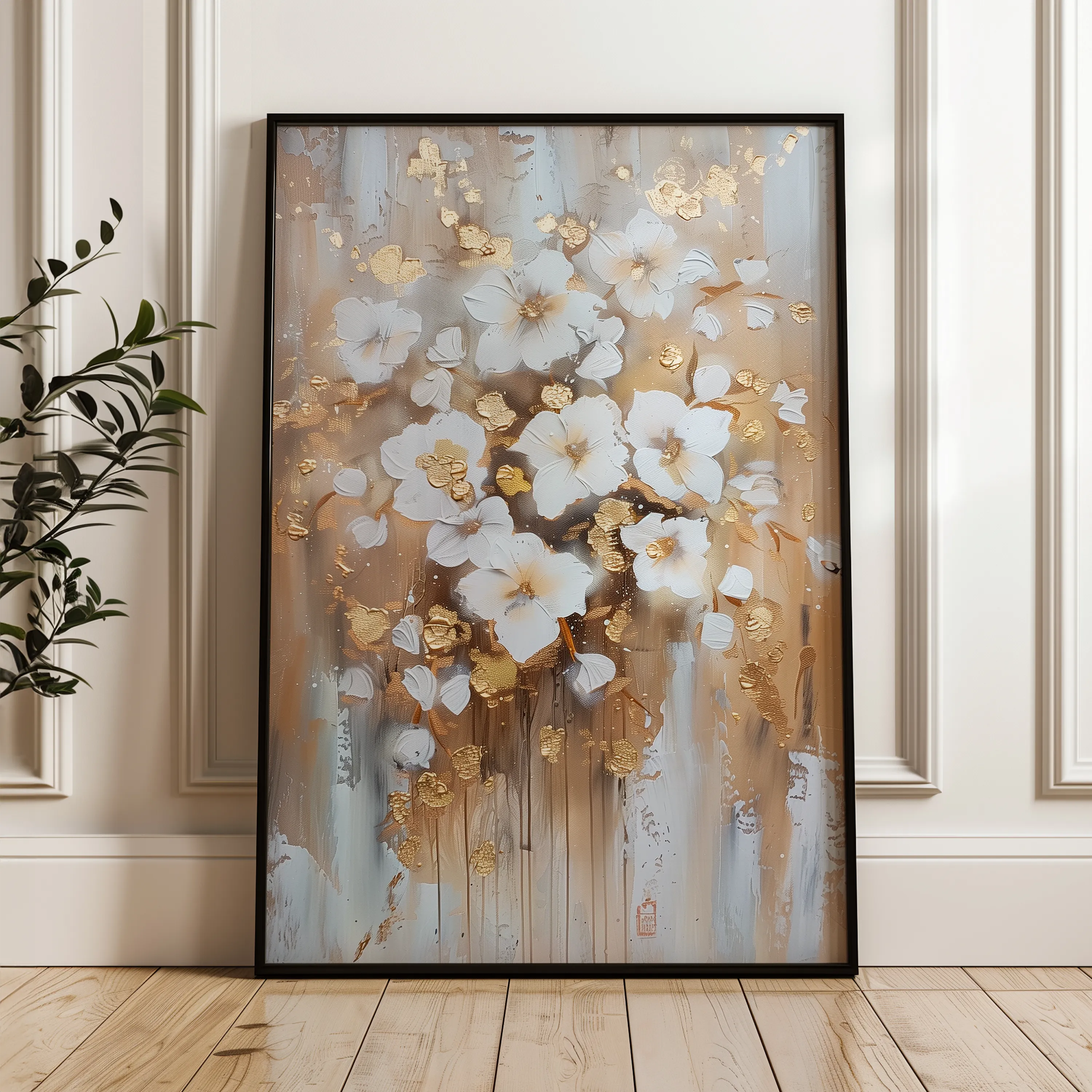Floral 731 Canvas Art 18" x 24" / 45 x 60 cm / Black