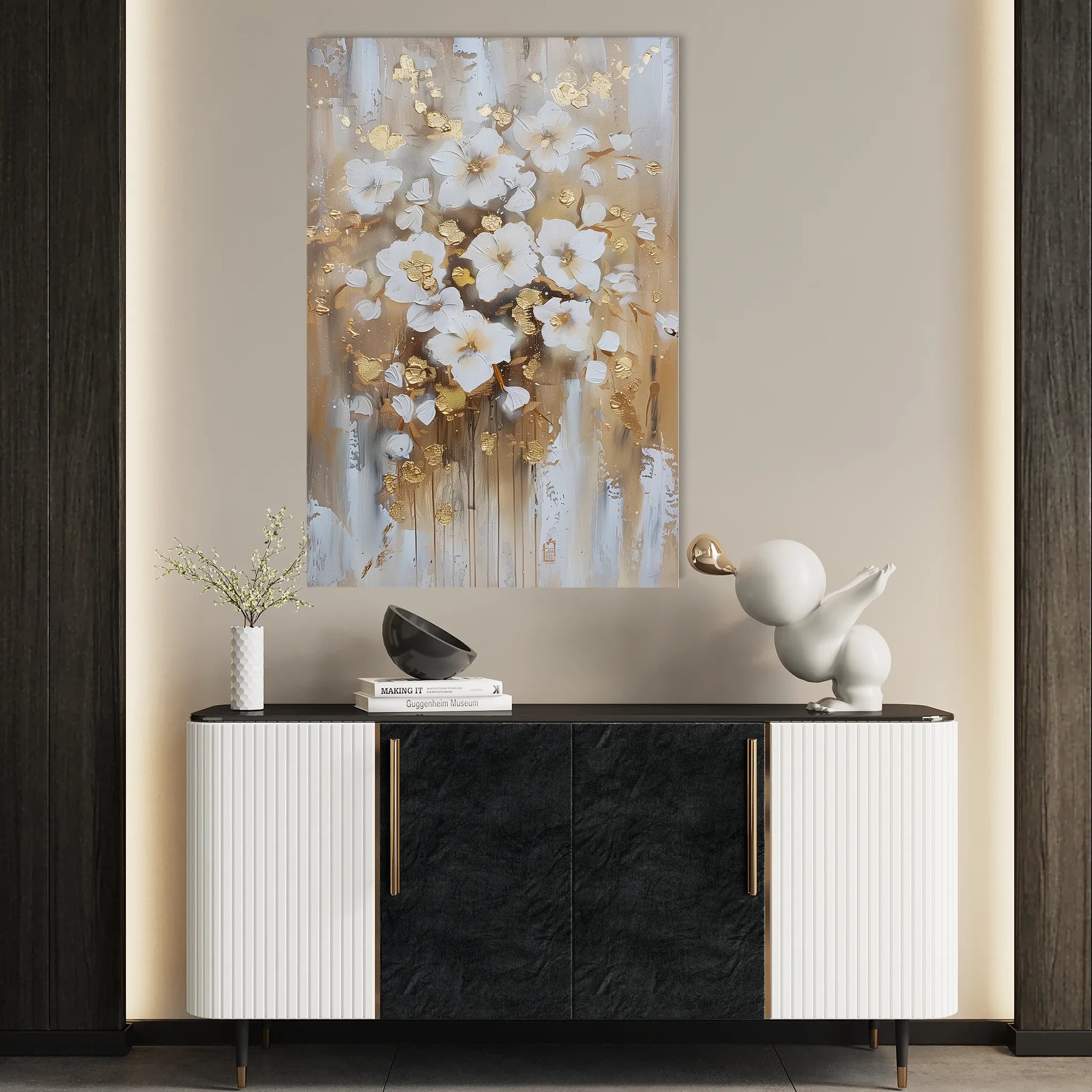 Floral 731 Canvas Art 18" x 24" / 45 x 60 cm / Black